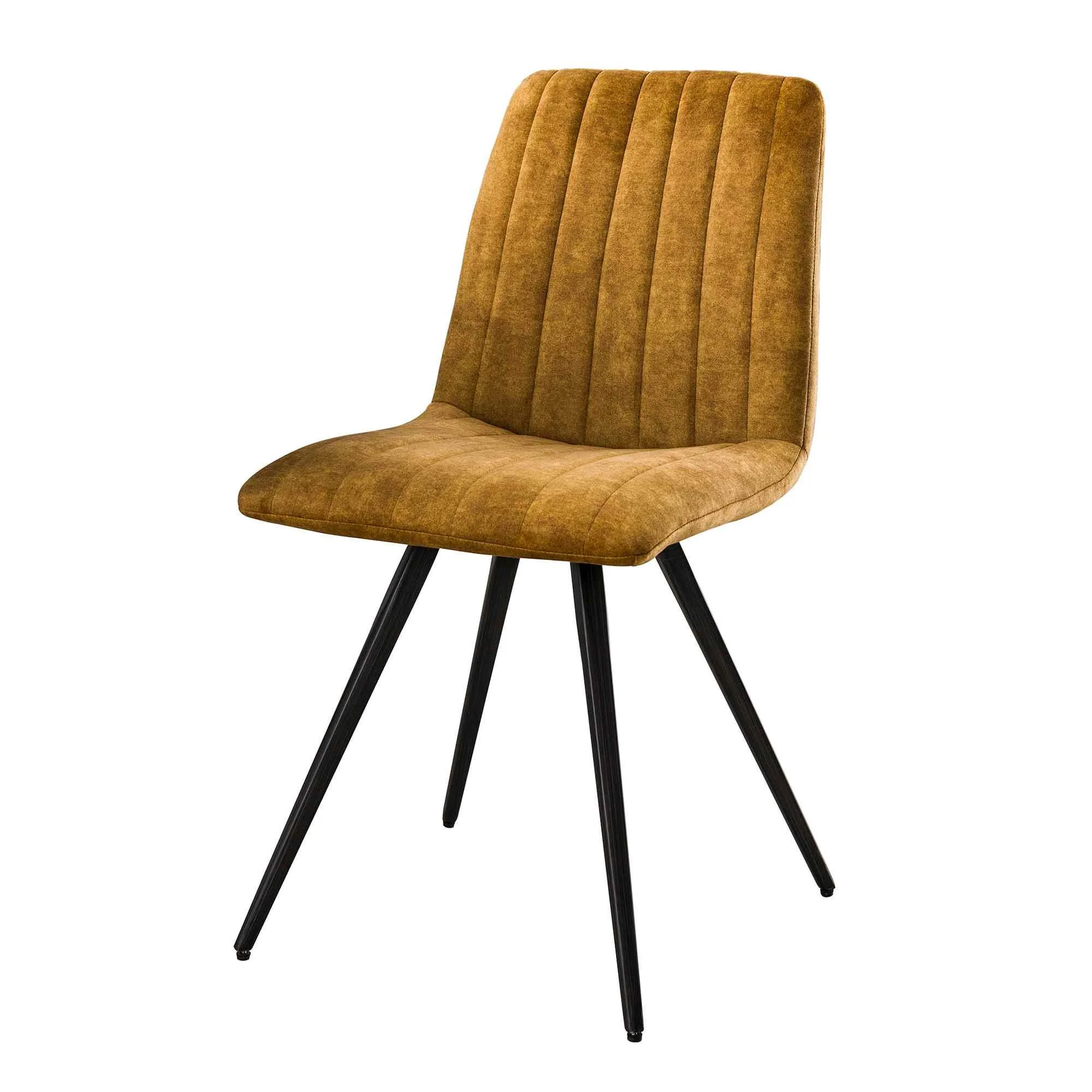 Esszimmerstuhl Velstik 4er-Set, Samtbezug, modern, ocker, gepolstert, Metallgestell