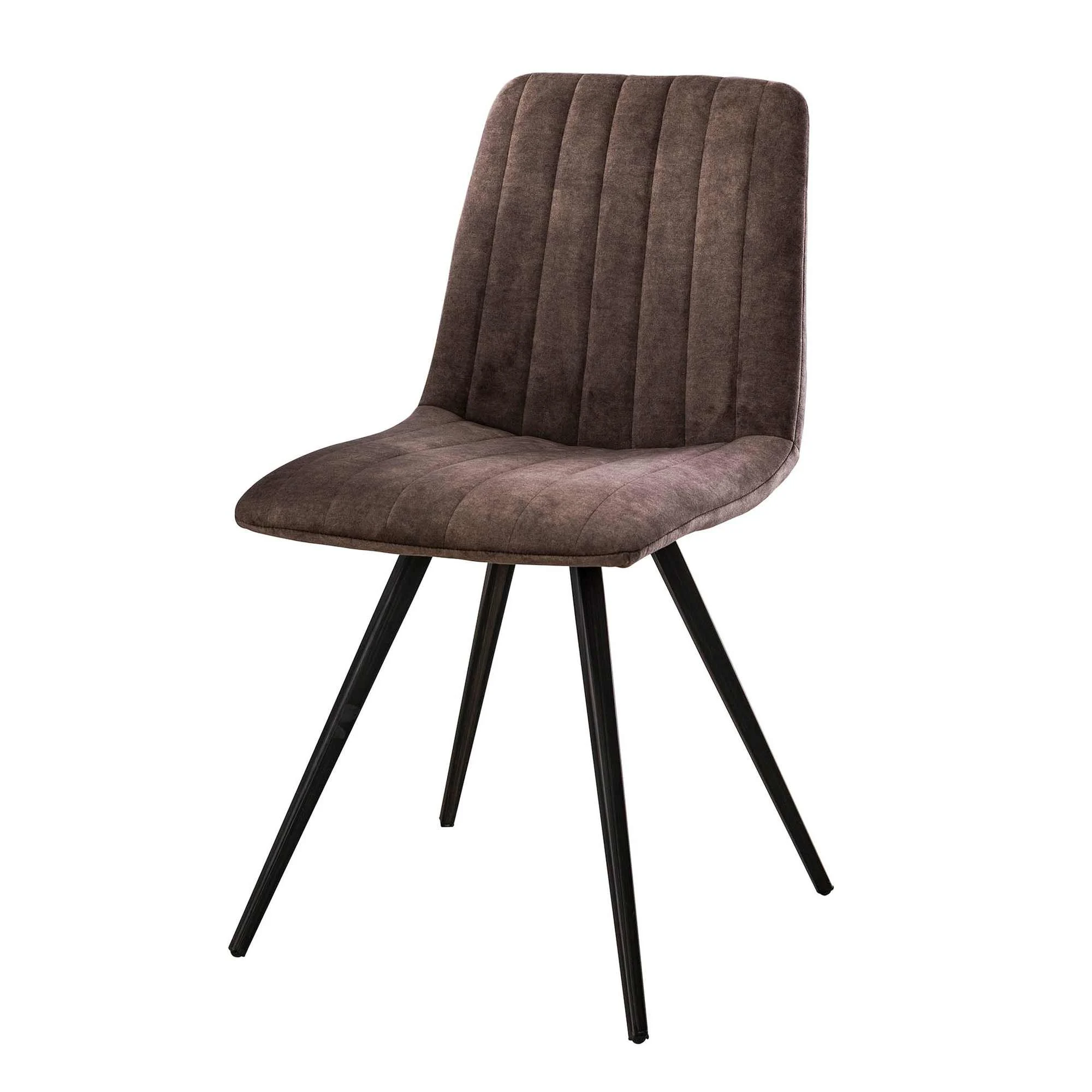 Esszimmerstuhl Velstik 4er-Set, Samtbezug, modern, Braun, bequeme Sitzschale, Metallgestell