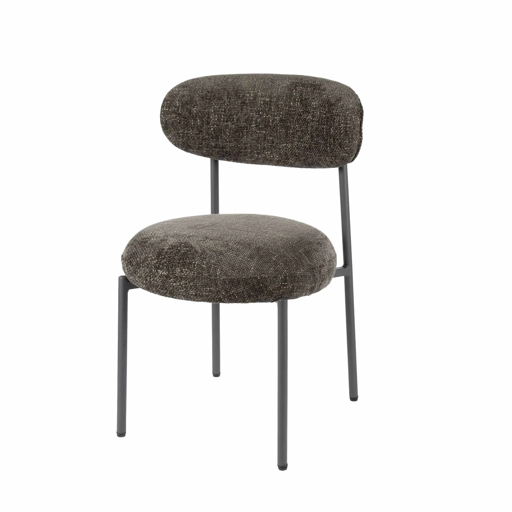 Esszimmerstuhl Velcira 2er-Set, Webstoff und Metall, modern skandinavisch, braun gepolstert