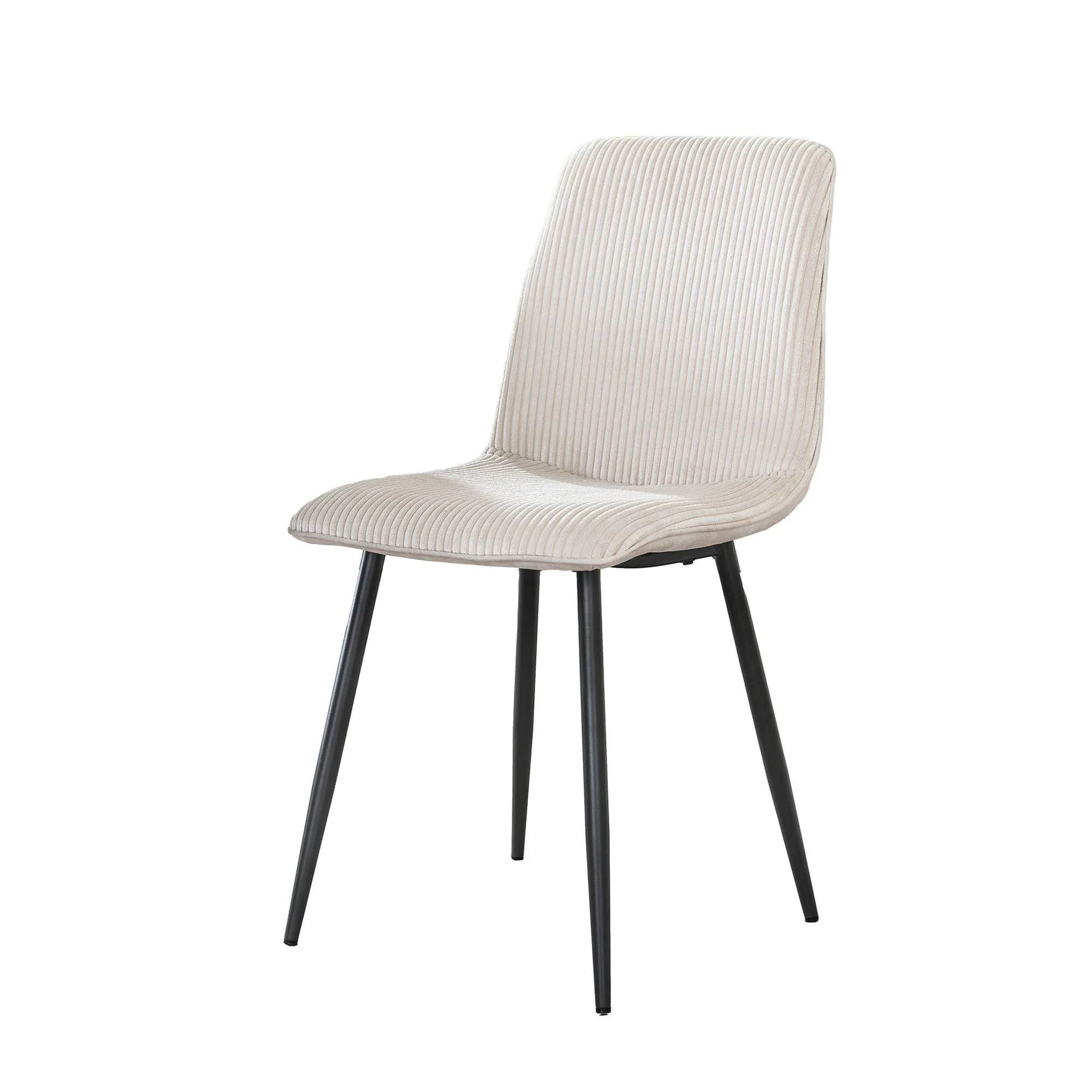 Esszimmerstuhl Ribcaro 4er-Set, Cord-Bezug, modern, Creme, weiche Sitzschale, Metallgestell