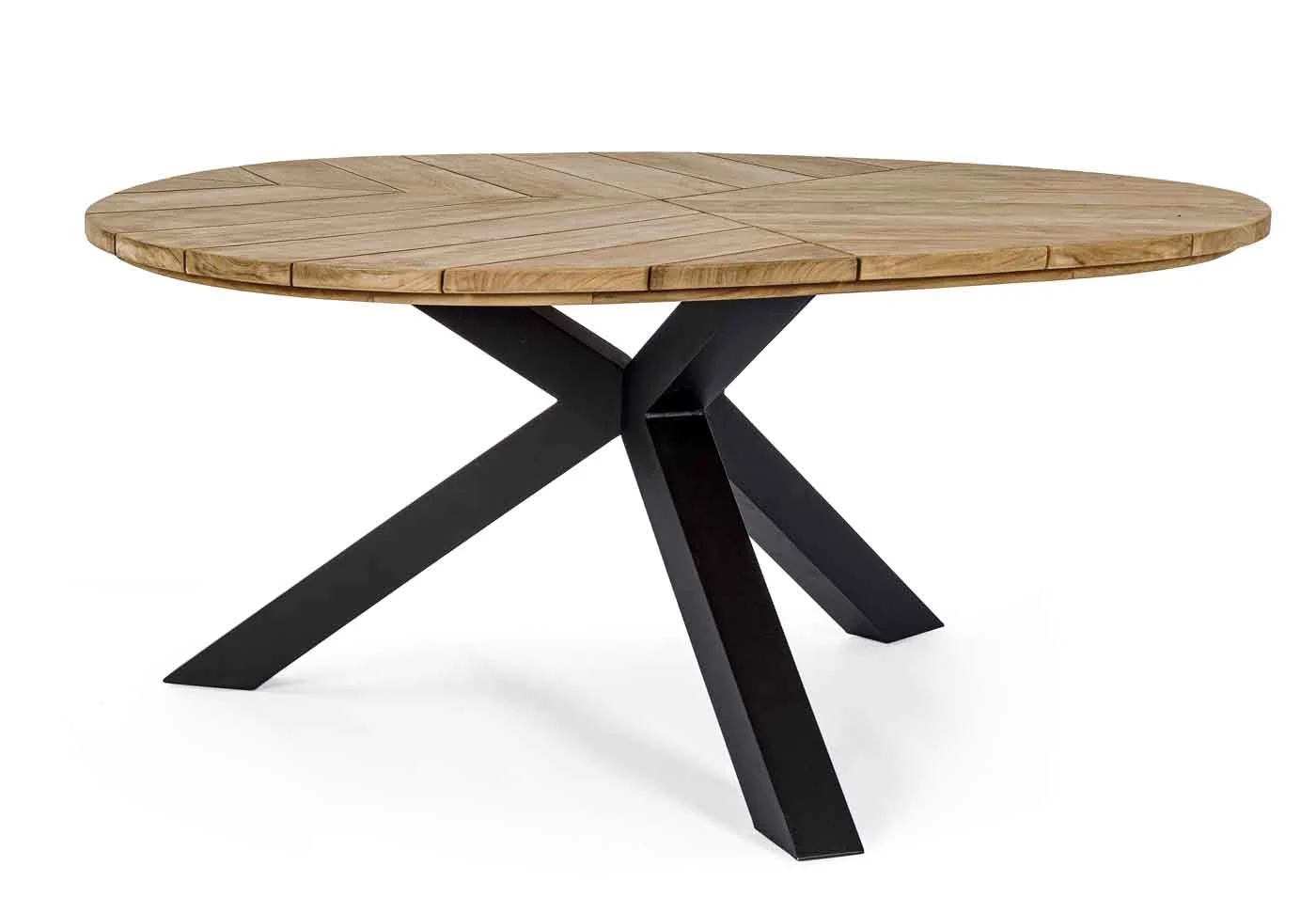 Gartentisch Palmdale aus Teak und Aluminium, modern rund, schwarz natur, für 6–8 Personen - Bizzotto