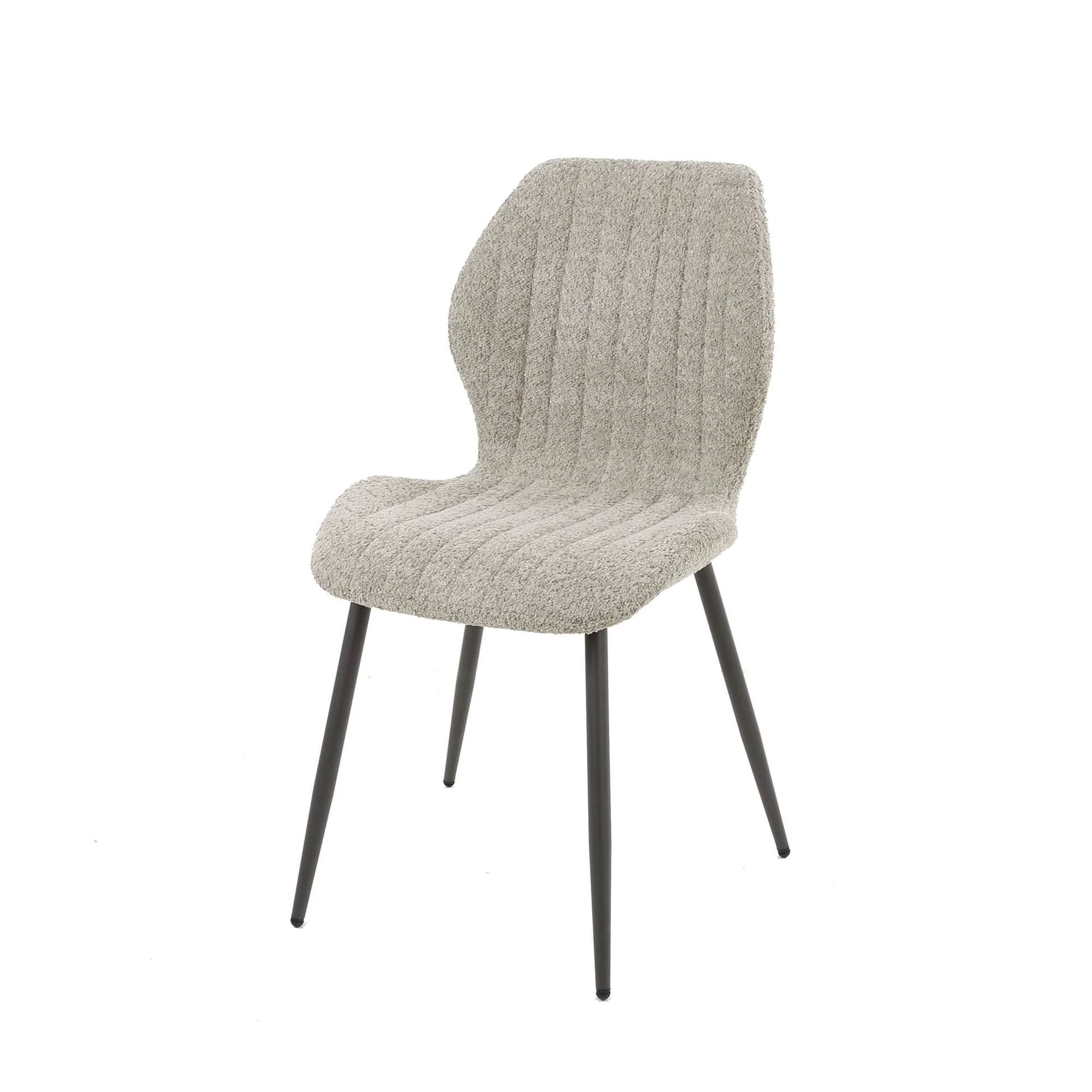 Esszimmerstuhl Lumbclé 4er-Set, Boucle-Stoff, modern mit Lendenstütze, Sand, gepolstert