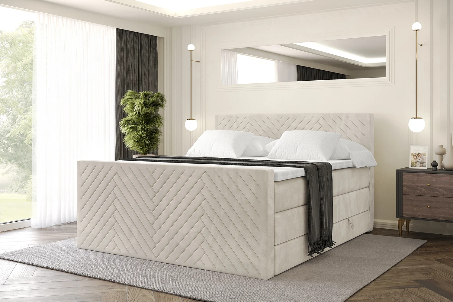Boxspringbett VEXA-Z KING Beige - Casablanca 2301 120x200 cm