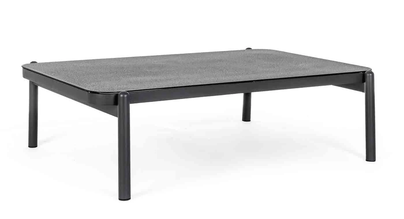 Gartencouchtisch Florencia aus Aluminium und Glas, modern rechteckig, anthrazit, für Outdoor - Bizzotto