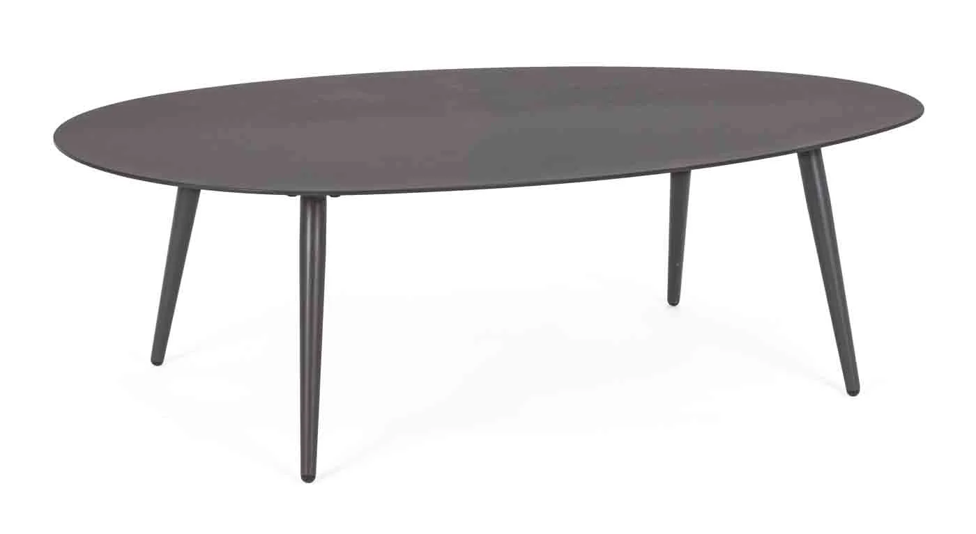Couchtisch Ridley aus Aluminium, modern und robust, oval, anthrazit, ideal für Outdoor - Bizzotto
