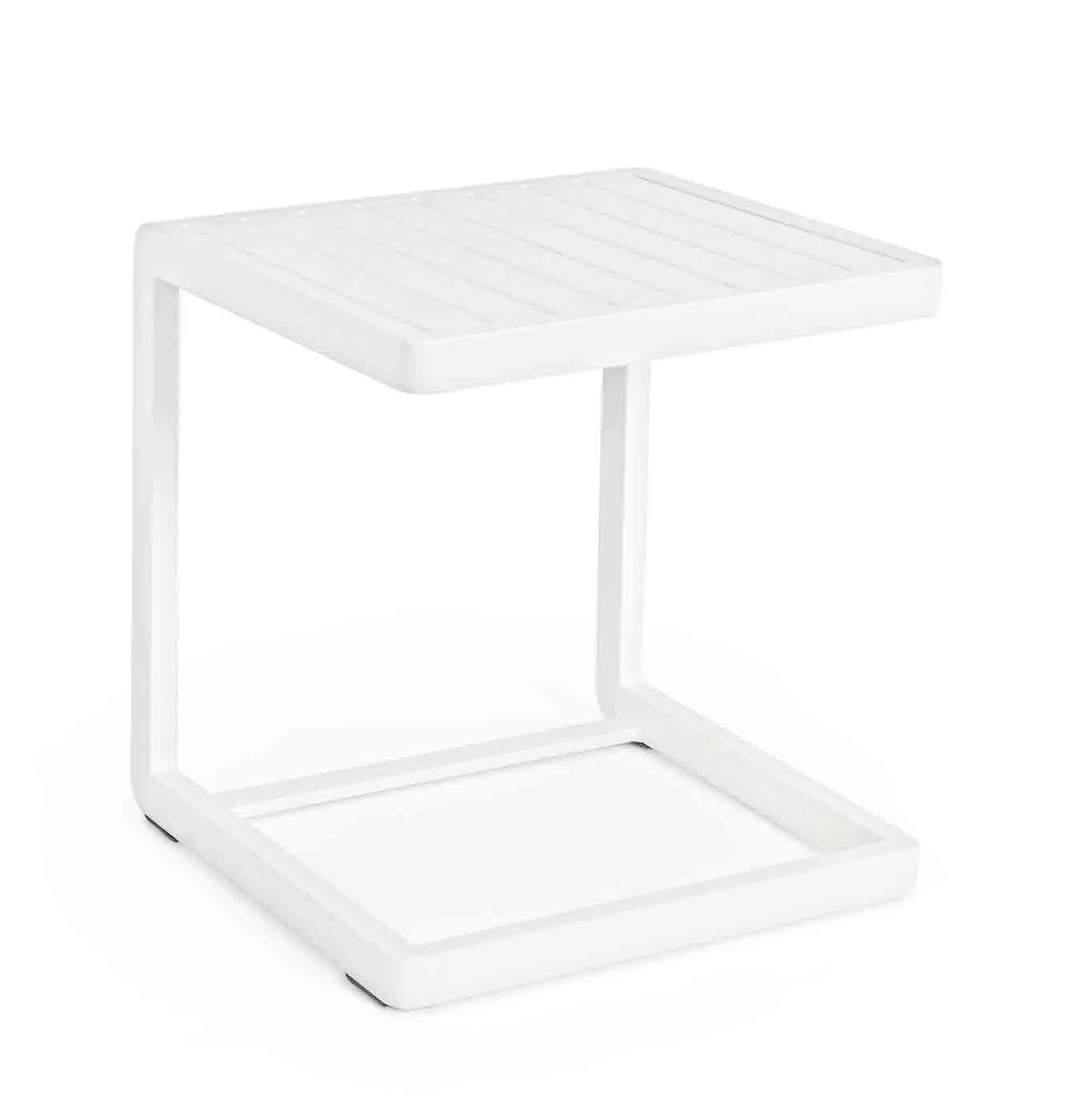Beistelltisch Konnor aus Aluminium, modern, quadratisch, weiß, für Outdoor – pflegeleicht und robust - Bizzotto