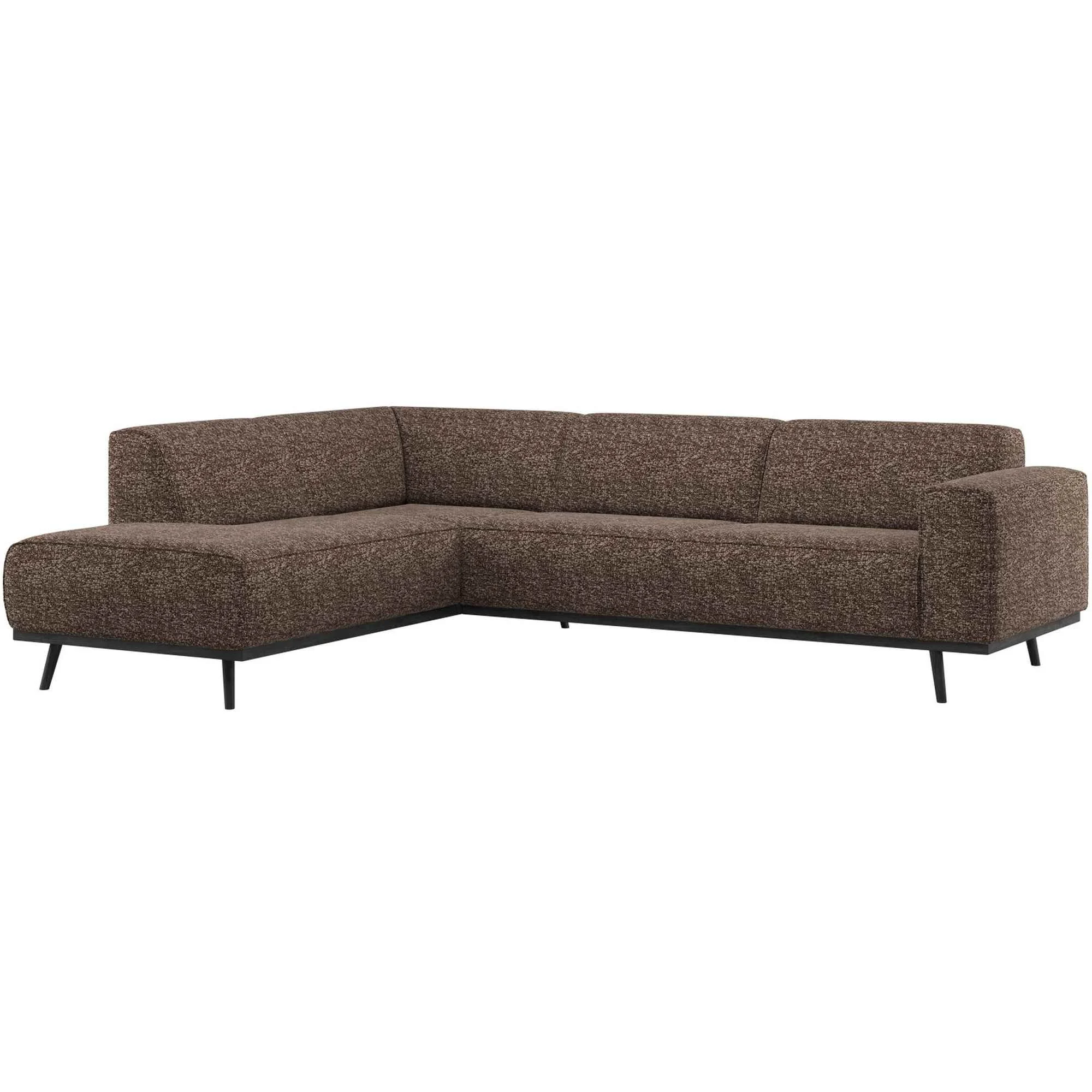 Ecksofa Statement Links, Melange-Stoff mit abgerundetem Design, modern, braun, hoher Sitzkomfort
