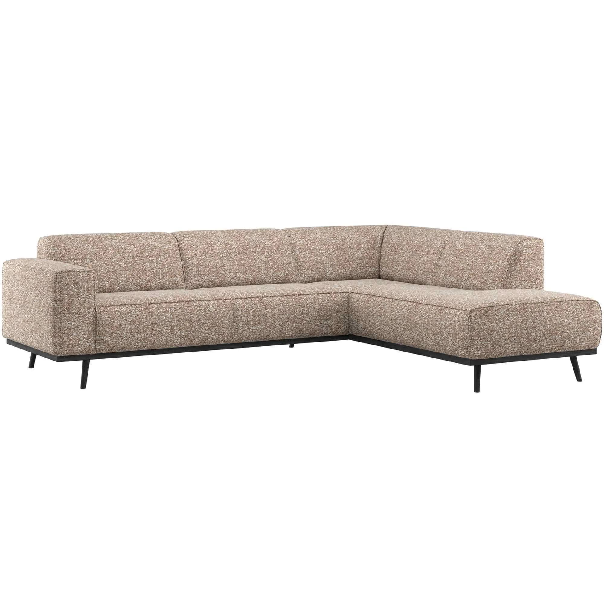 Ecksofa Statement, Melange-Stoff mit abgerundetem Design, modern, hellbraun, rechts, hoher Sitzkomfort
