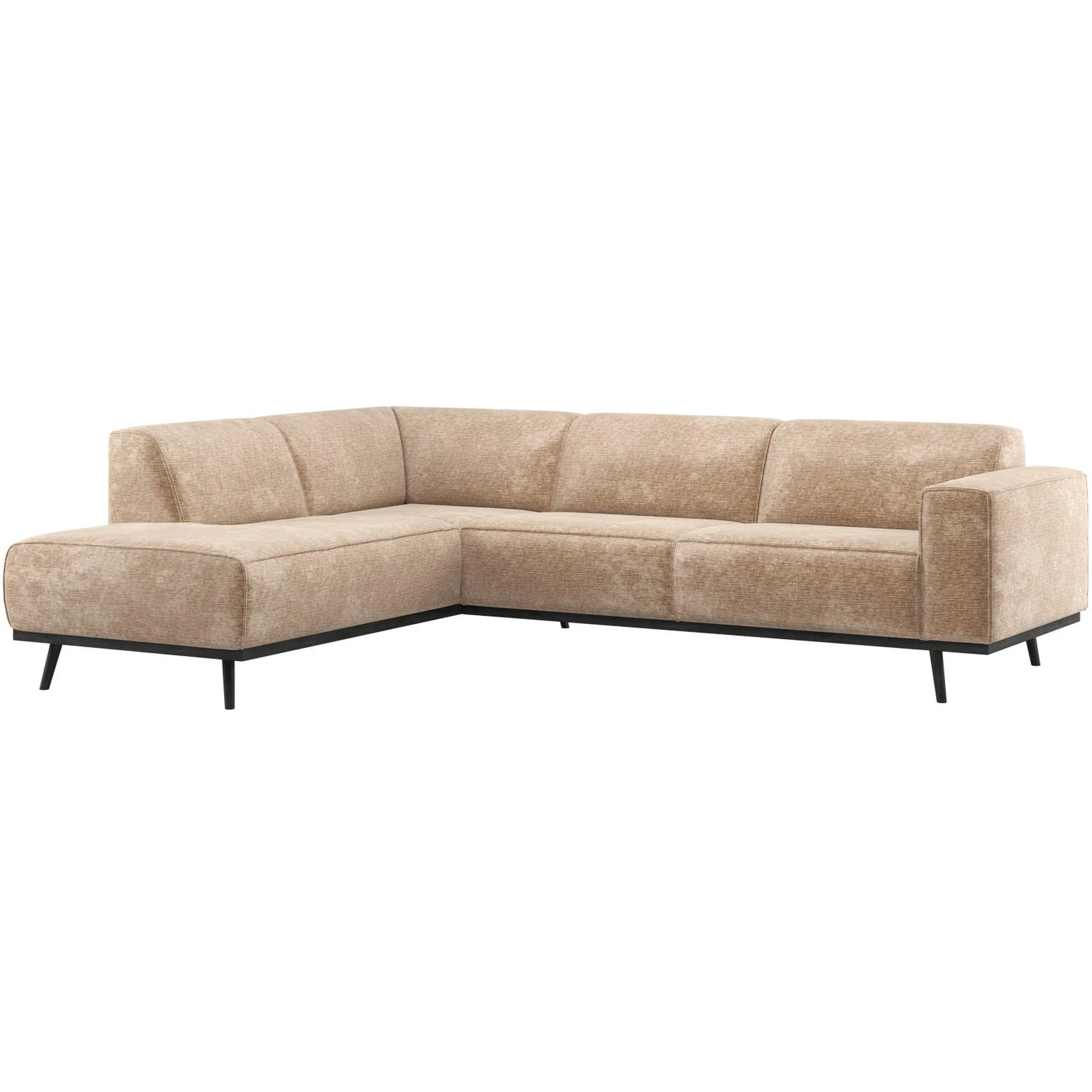 Ecksofa Statement aus Samt-Chenille, modern und komfortabel, pfirsich-rosa, links, für 4–5 Personen