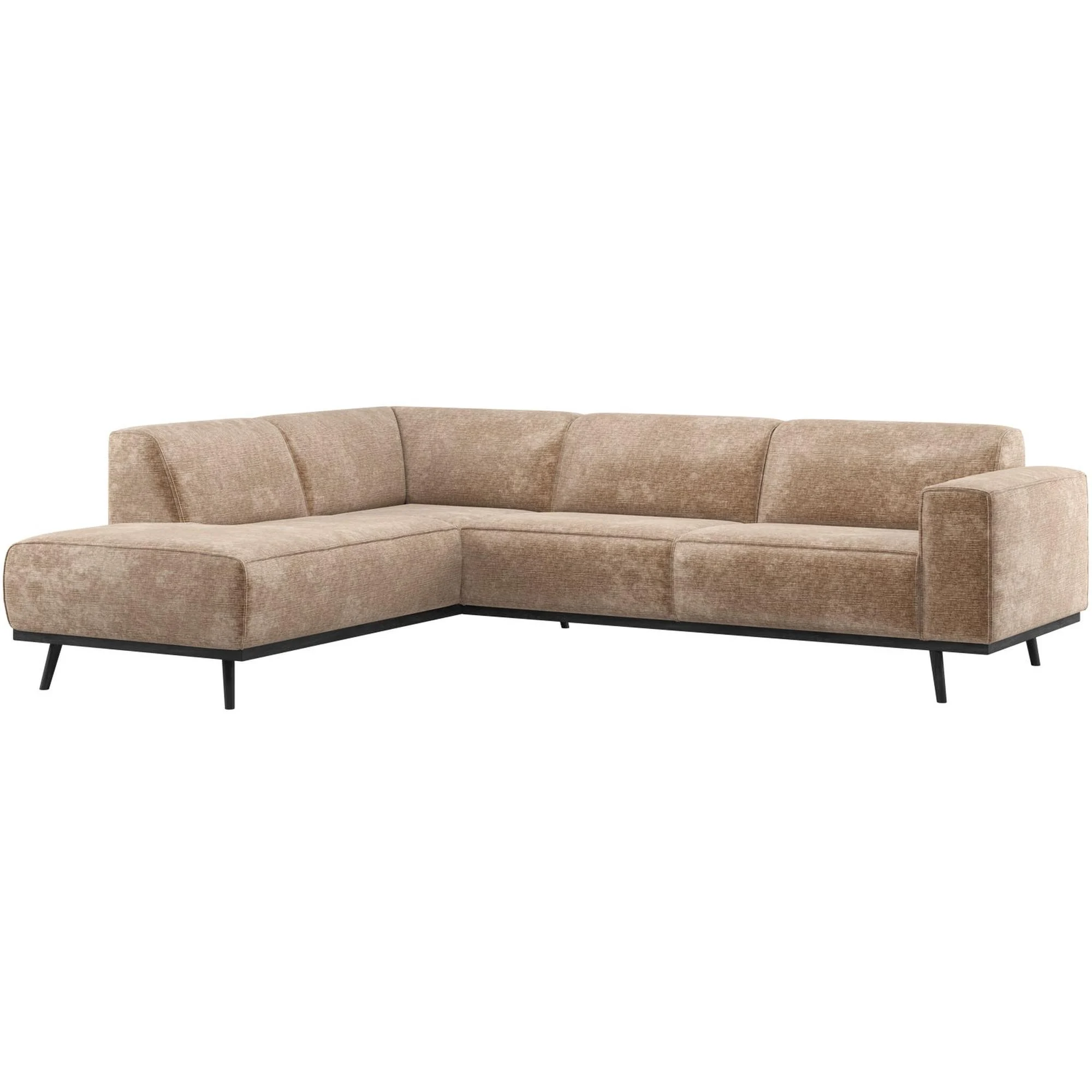 Ecksofa Statement, Samt-Chenille mit abgerundetem Design, modern, taupe, hohe Sitzkomfort