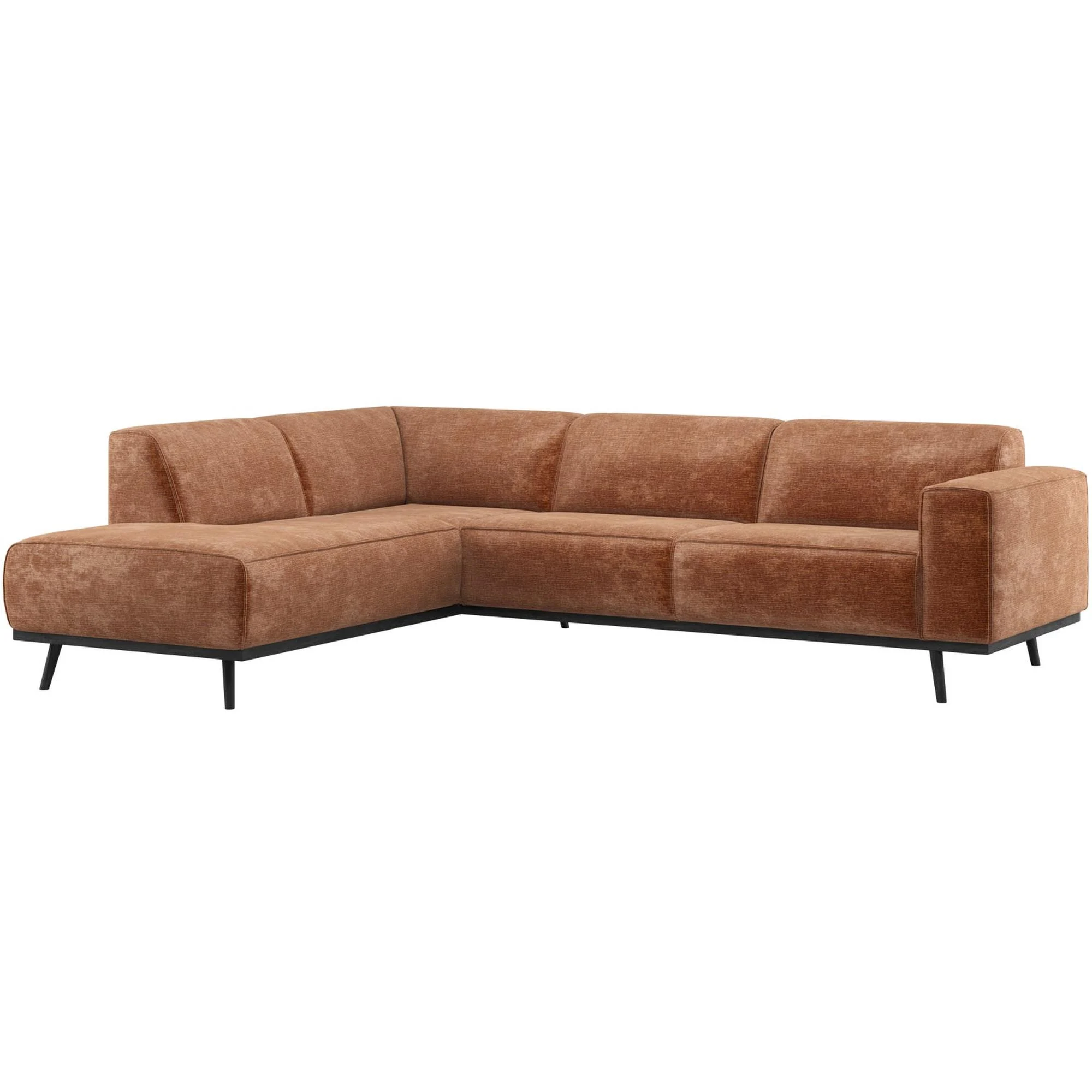Ecksofa Statement, luxuriöser Chenille-Samt, modern und komfortabel, Terra, links, für 4-5 Personen