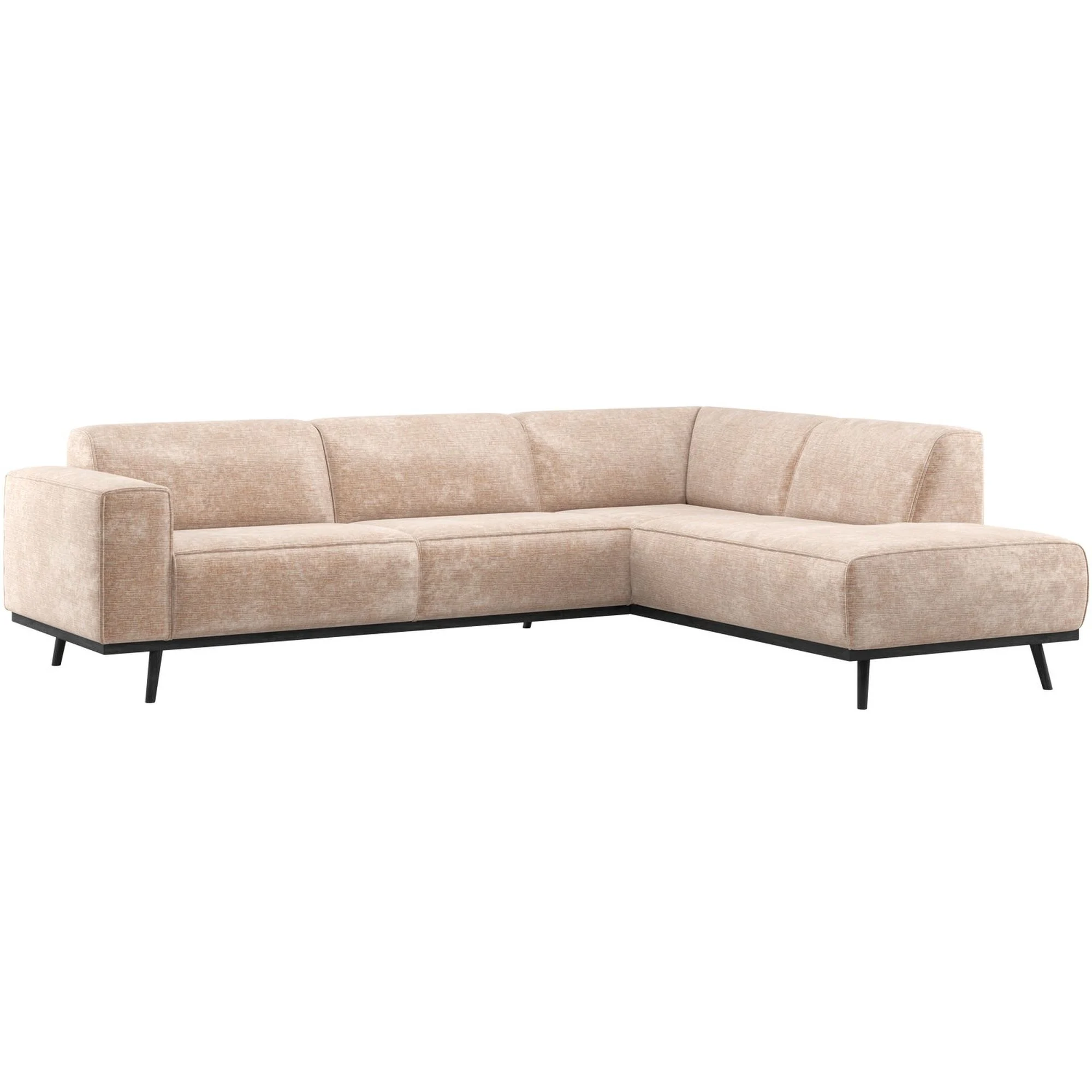 Ecksofa Statement aus Chenille-Samt, modern und komfortabel, naturfarben, Stellvariante rechts