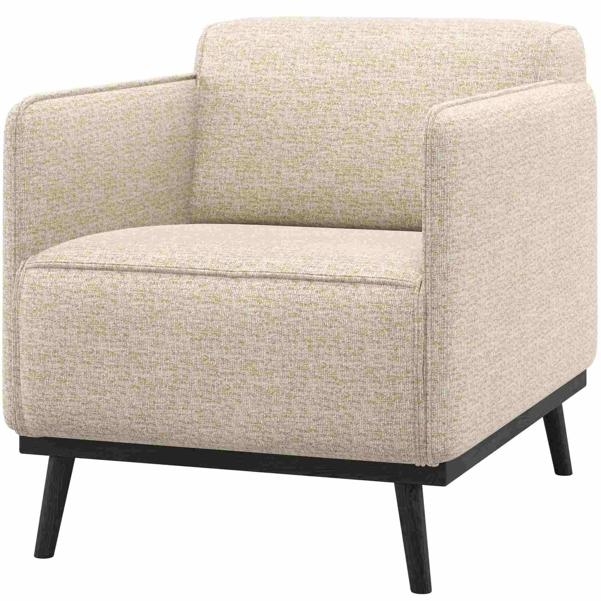Sessel Statement aus Webstoff, modernes Design, Beige Melange, hoher Sitzkomfort, Birkenholzgestell - Woood