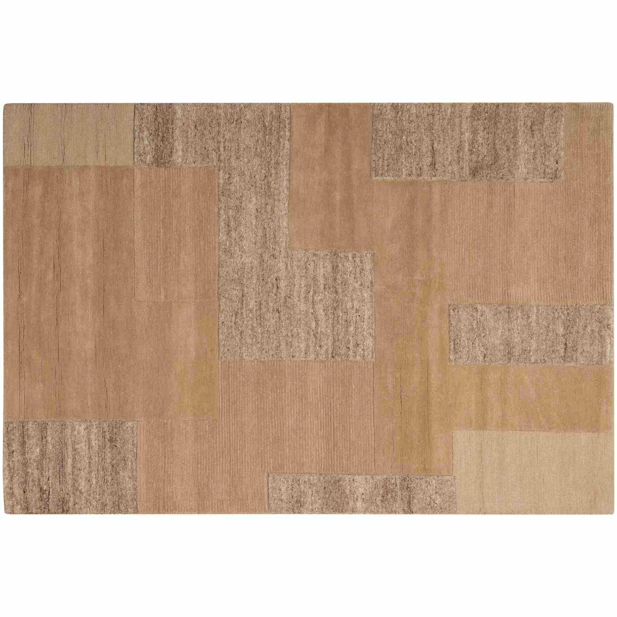 Teppich Noven handgewebt aus Wolle und Baumwolle, modern, sandfarben, 170 x 240 cm - Woood