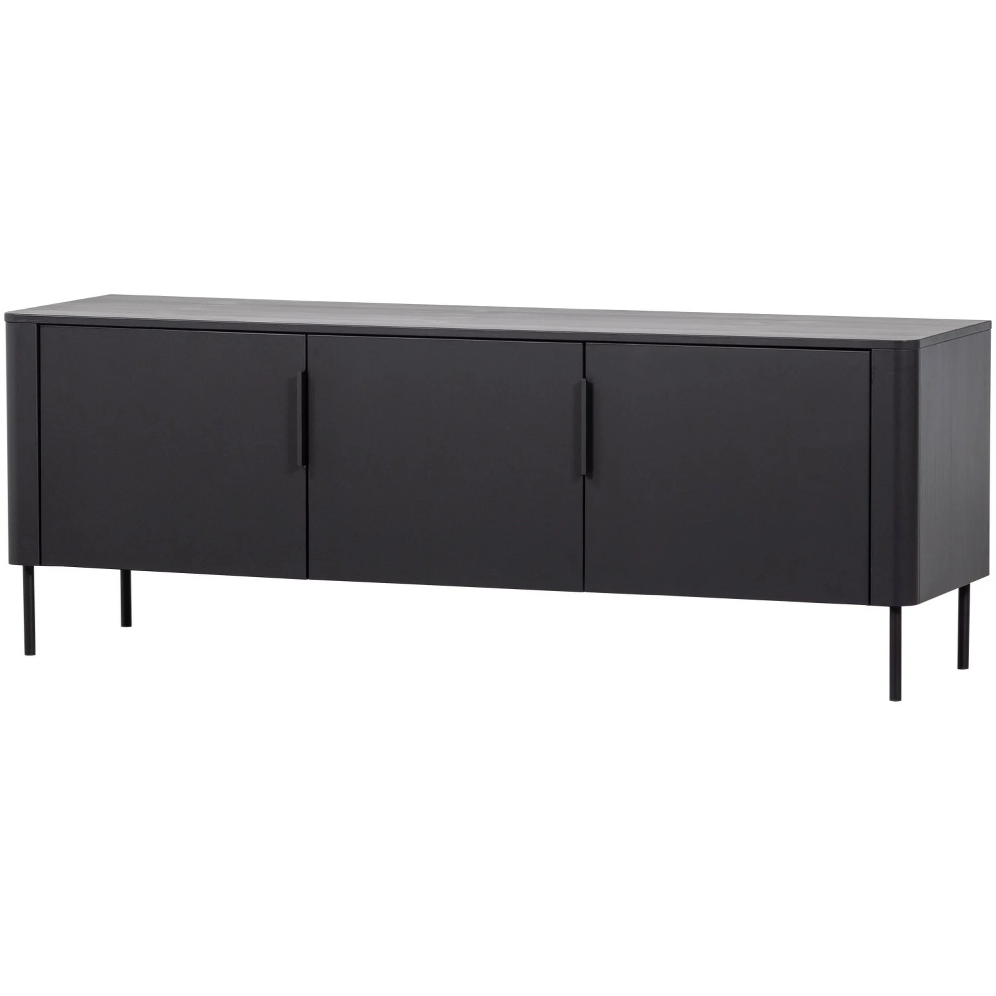 TV-Board Gunnar aus FSC-Kiefer, modern, mattschwarz, 154 cm, vielseitig aufstellbar