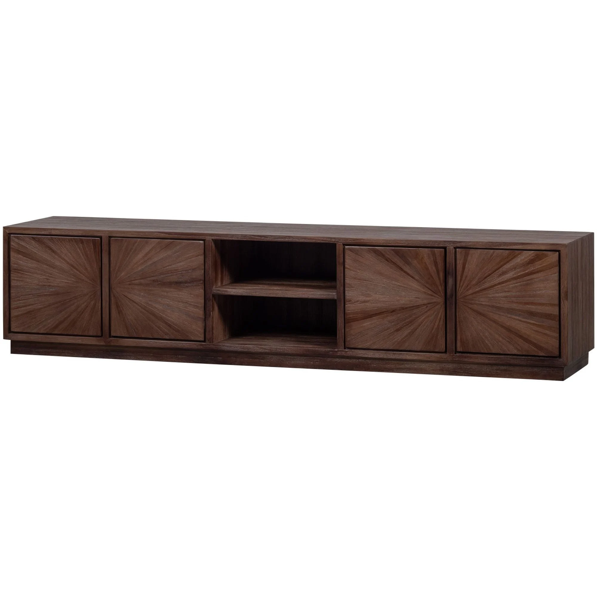 TV-Board Sun aus recyceltem Teakholz, modern und luxuriös, Braun, 200 cm breit, offenes Fach