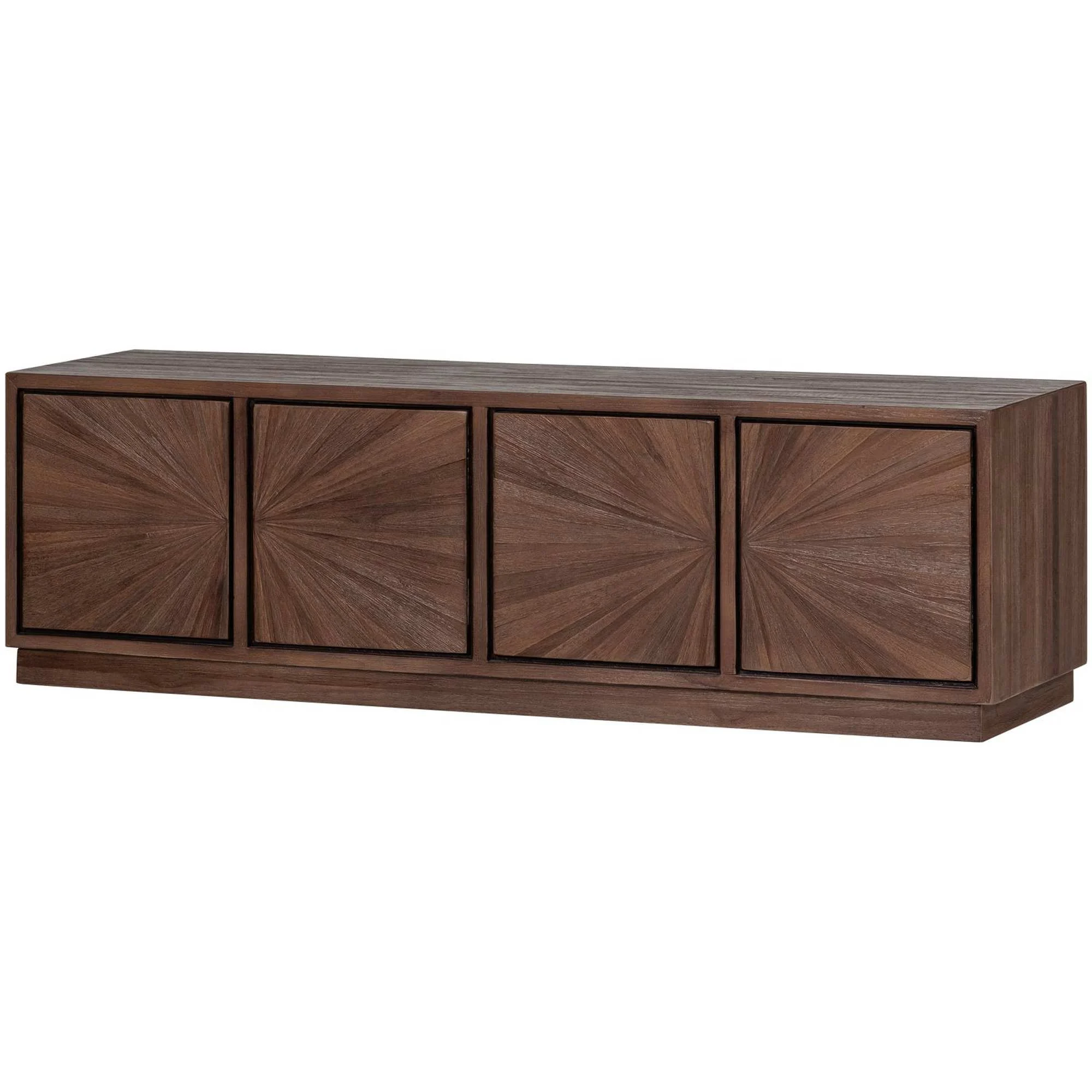 TV-Board Sun aus recyceltem Teakholz, modern luxuriös, braun, 150 cm, raffinierte Türdetails