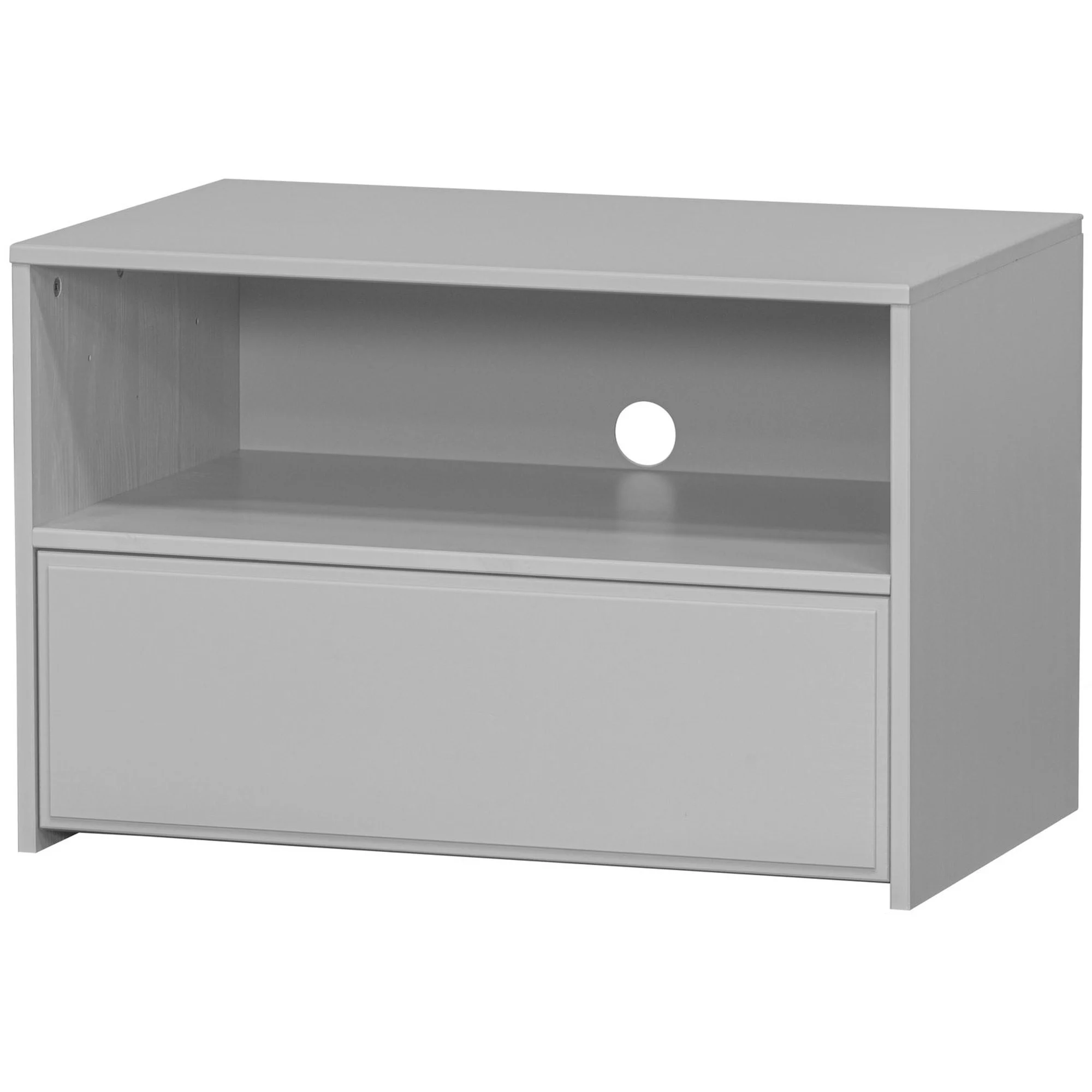 TV-Board Yissa aus FSC-Kiefernholz, modern mit Schublade und Fach, wolkengrau, 70 cm breit