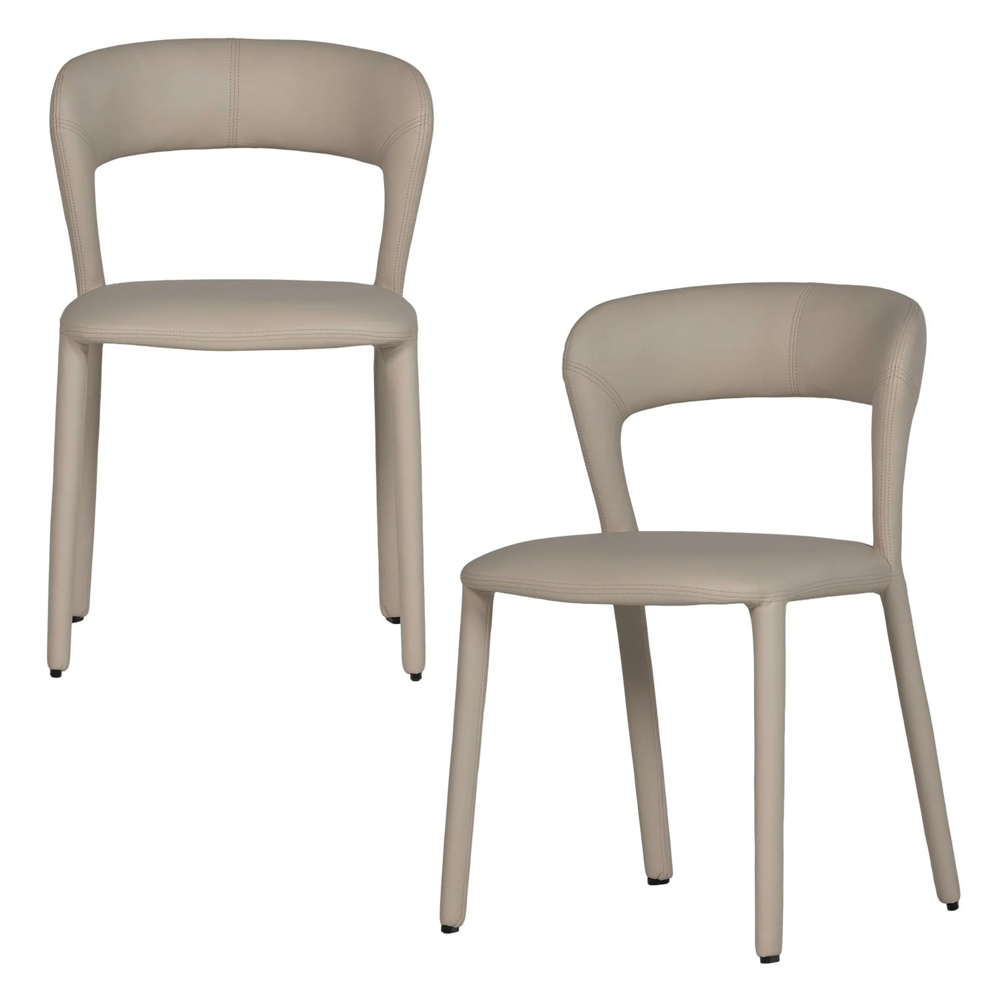 Esszimmerstuhl Noble 2er-Set, Kunstleder modern gepolstert, Beige, komfortables Design