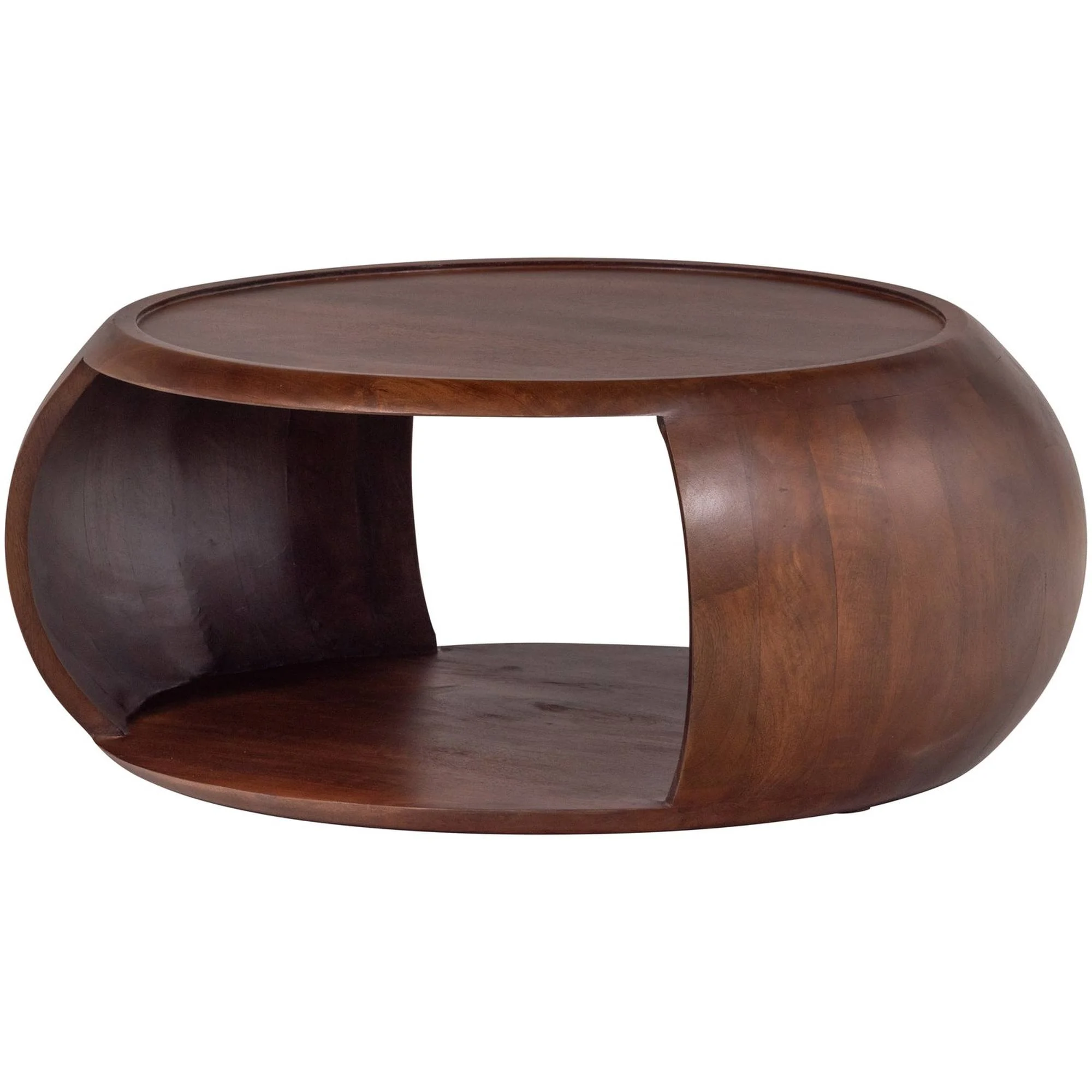 Couchtisch Cole aus Mangoholz, organisches Design, modern, braun, abgerundete Kante, Ø 72 cm - Woood