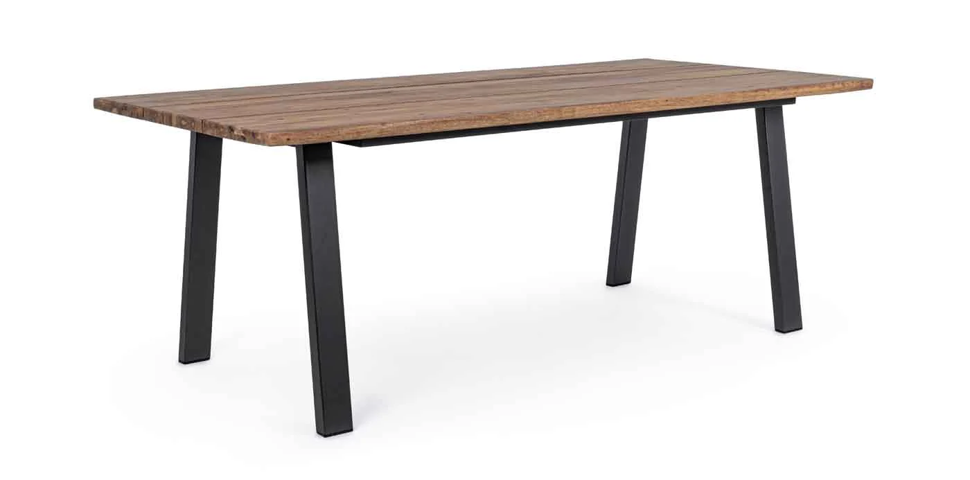 Gartentisch Oslo Akazienholz, modern mit Metallgestell, anthrazit natur, 200x100 cm - Bizzotto