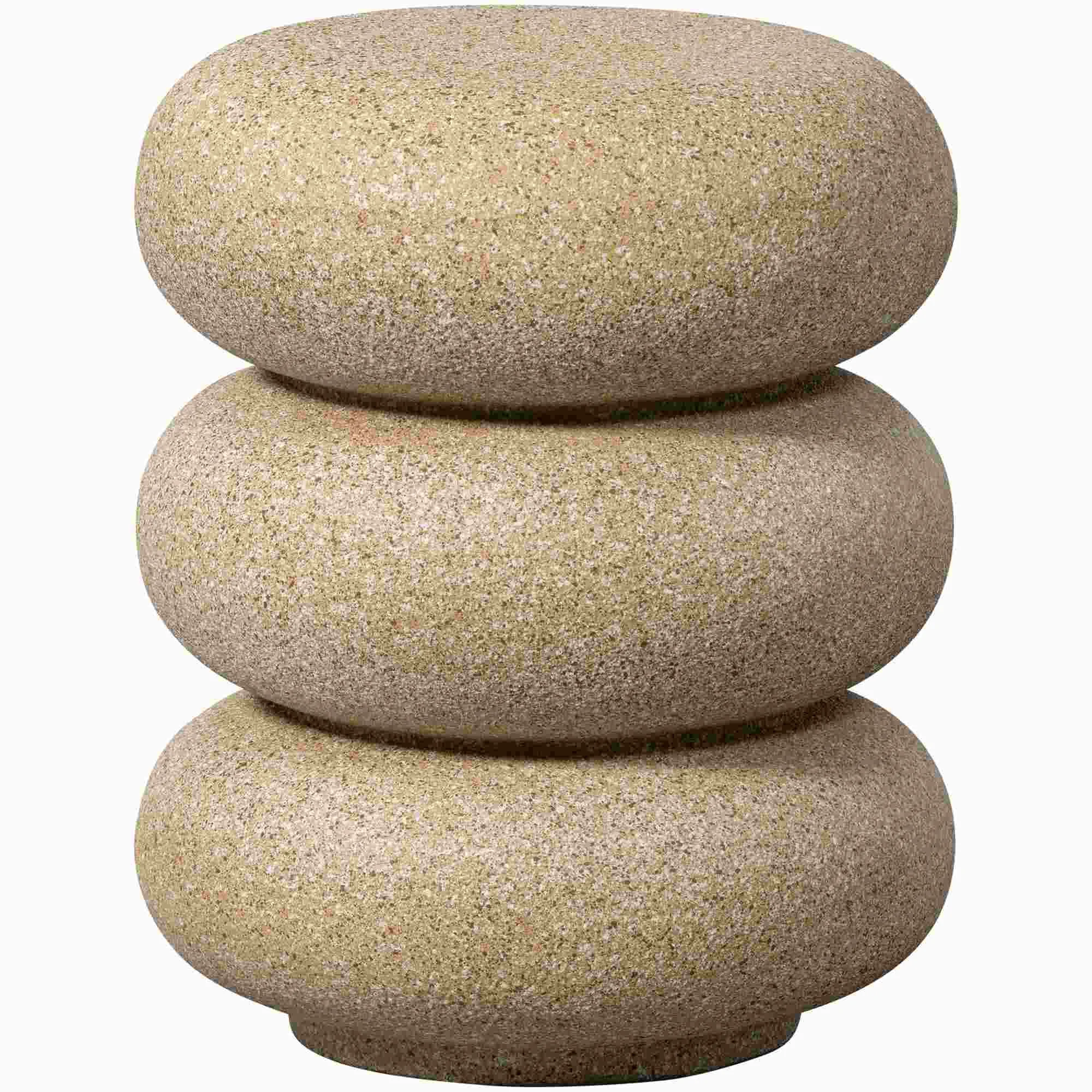 Beistelltisch Laurel aus Magnesiumoxid, organisches Design mit Tupfen, modern, beige, rund, pflegeleicht - Woood