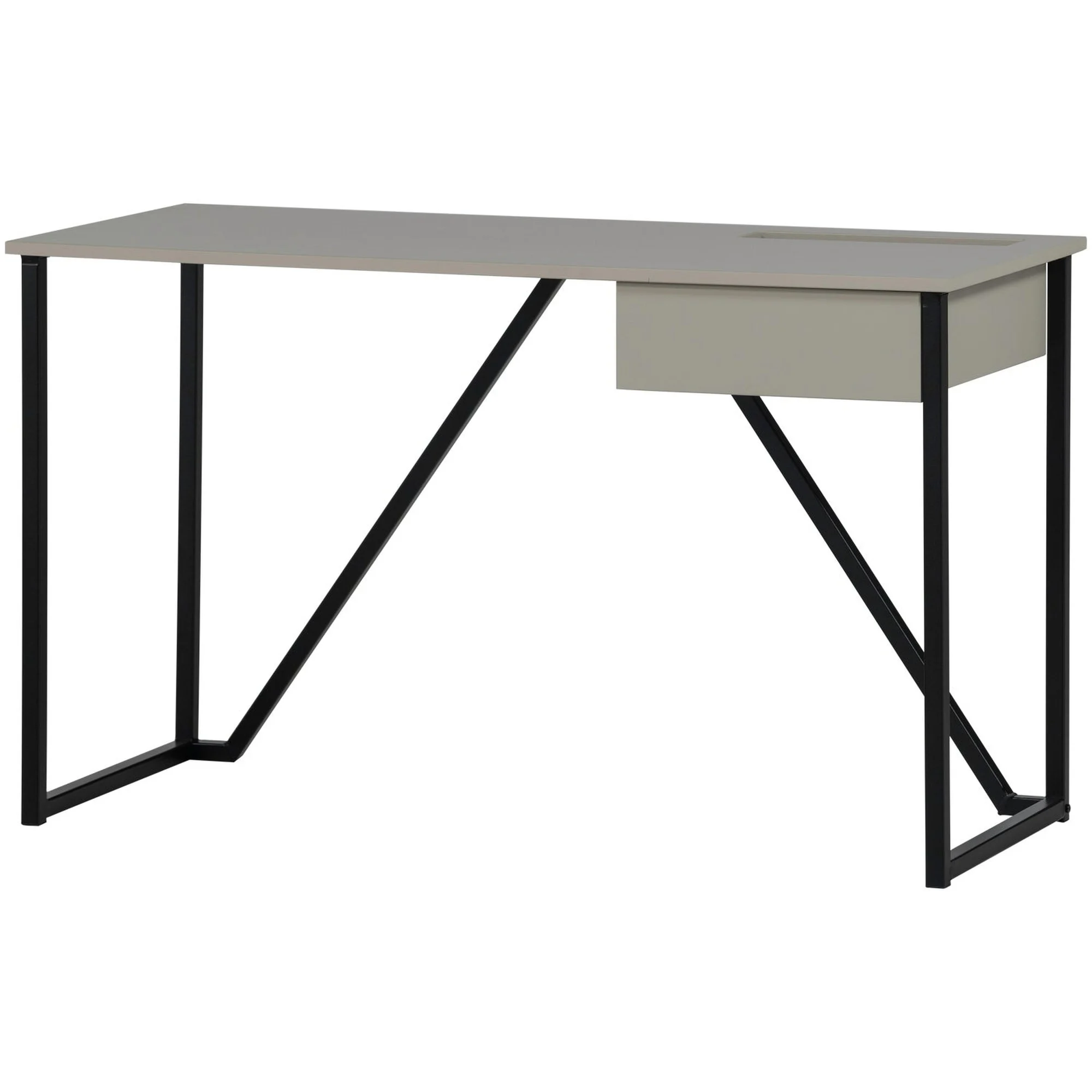 Schreibtisch New Julius aus FSC-Kiefernholz, modern mit Schublade, hellgrau, 126 x 53 cm