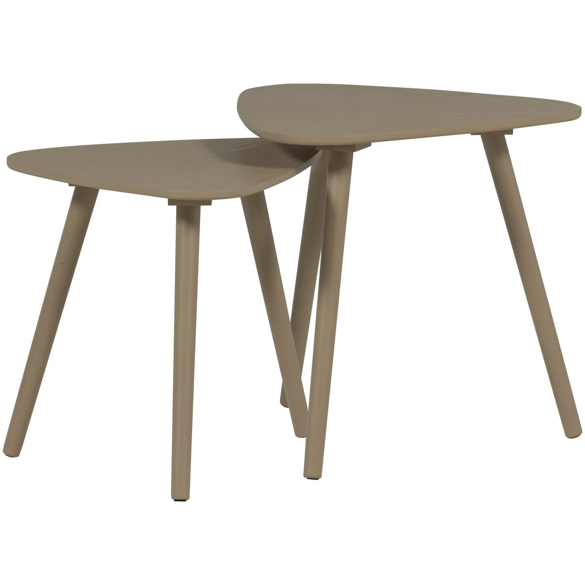 Beistelltisch Nila 2er-Set aus Eschenfurnier, modern und natürlich, sandfarben, kompakt für Wohnzimmer und Schlafzimmer