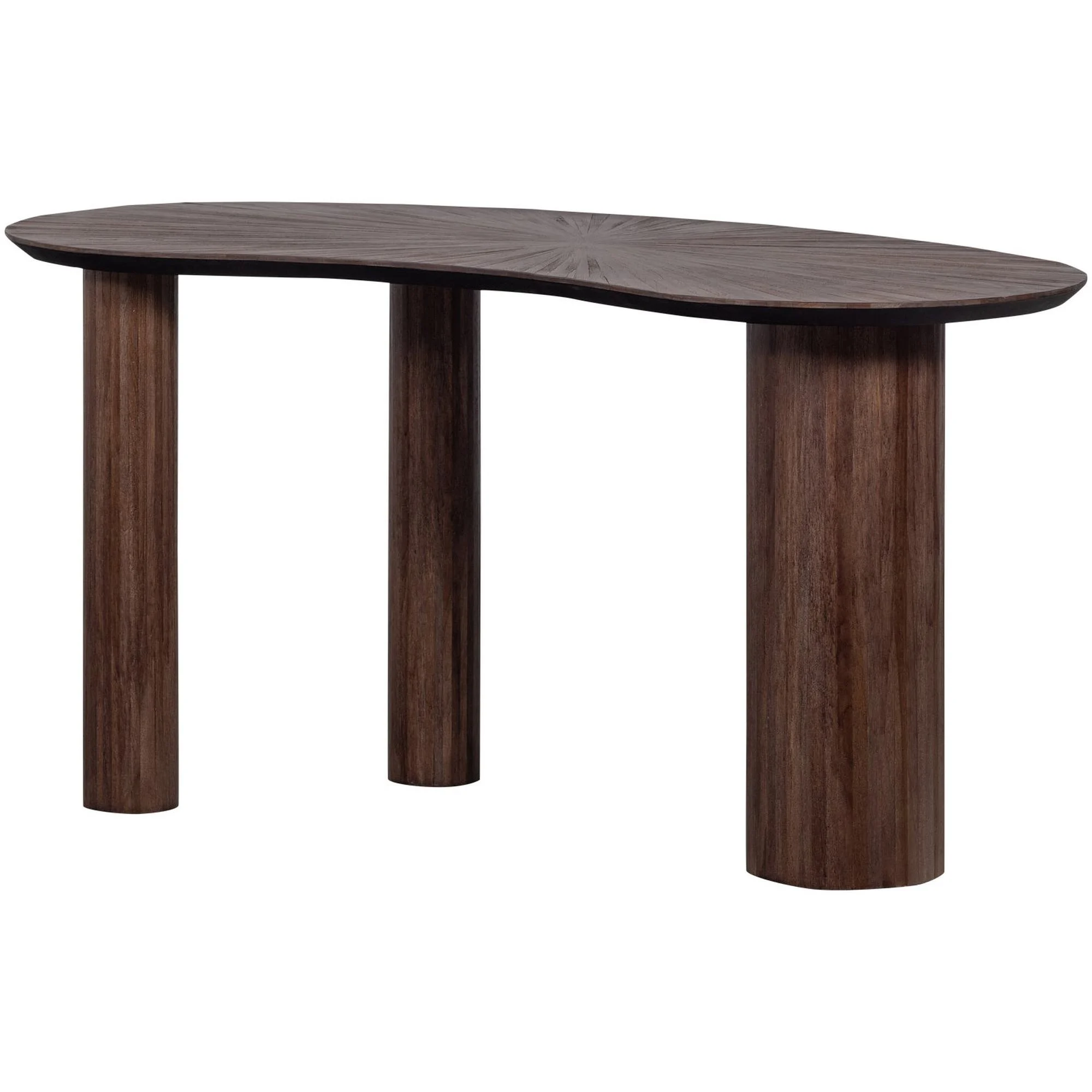 Schreibtisch Sun Teakholz, organisches Design, modern, braun mit sichtbarer Holzmaserung, 150 x 62 cm - Woood