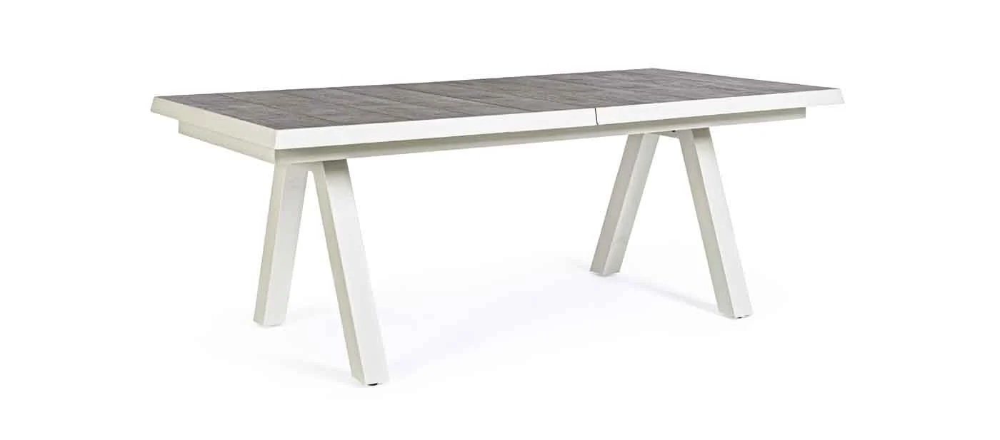 Gartenesstisch Krion ausziehbar, Keramik und Aluminium, modern, hellgrau, für 8–10 Personen - Bizzotto