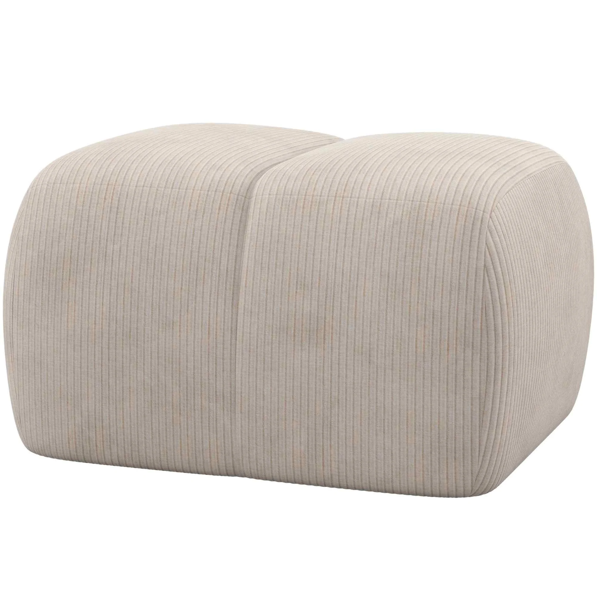 Hocker Mojo mit Cord-Bezug, modern gepolstert, Natur Ecru, stilvolles Design, 84 x 64 x 45 cm