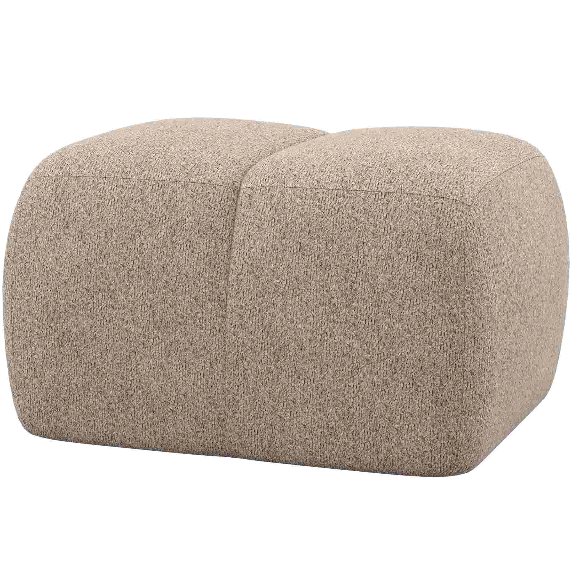 Hocker Mojo aus weichem Chenille-Stoff, modern und bequem, Sand, rechteckig, 84 x 64 x 45 cm