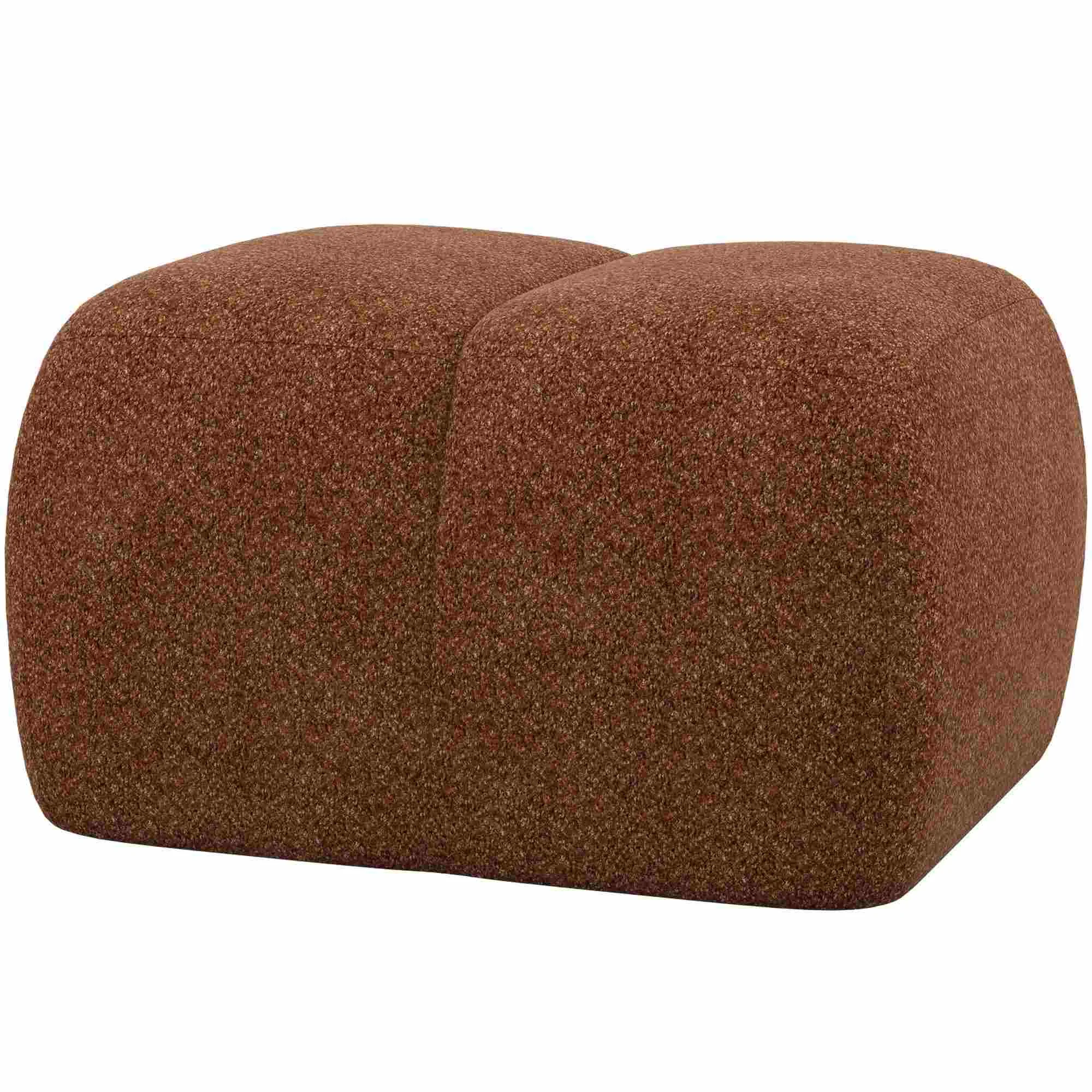 Hocker Mojo aus Chenille-Stoff, modern gepolstert, rostbraun, rechteckig, bequem 84 x 64 cm
