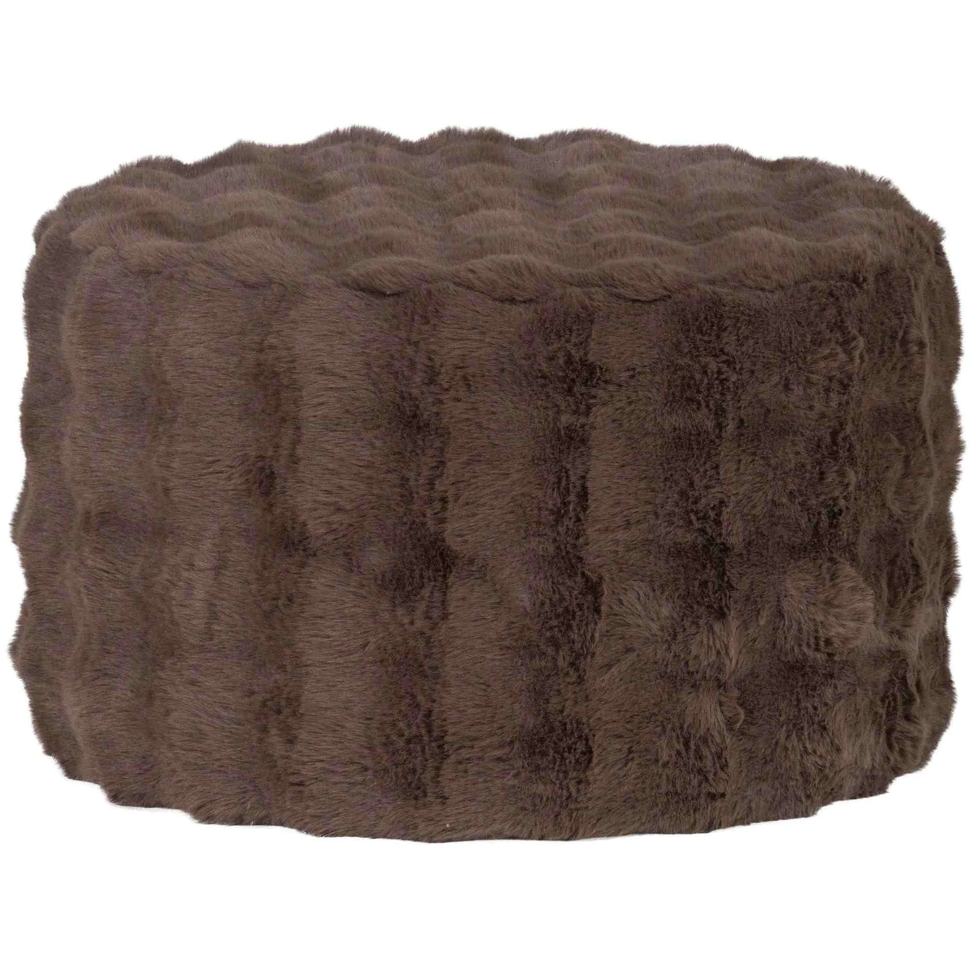 Hocker Olven aus flauschigem Stoff, modern gepolstert, rund, dunkelbraun, 60 x 60 x 36 cm - Woood