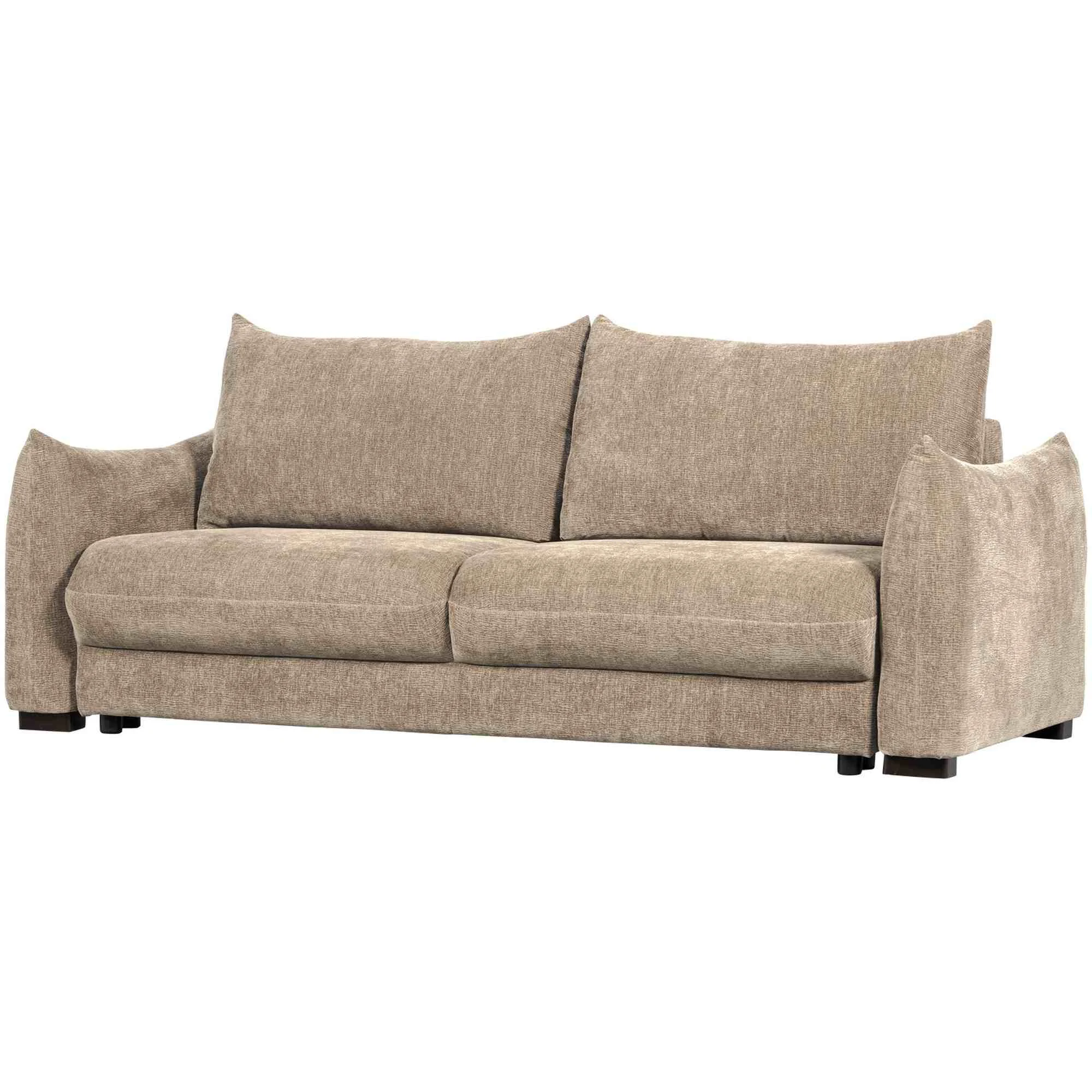 Schlafsofa Jonne Chenille, modern und wandelbar, Natur, bequem gepolstert mit Bettkasten - Woood