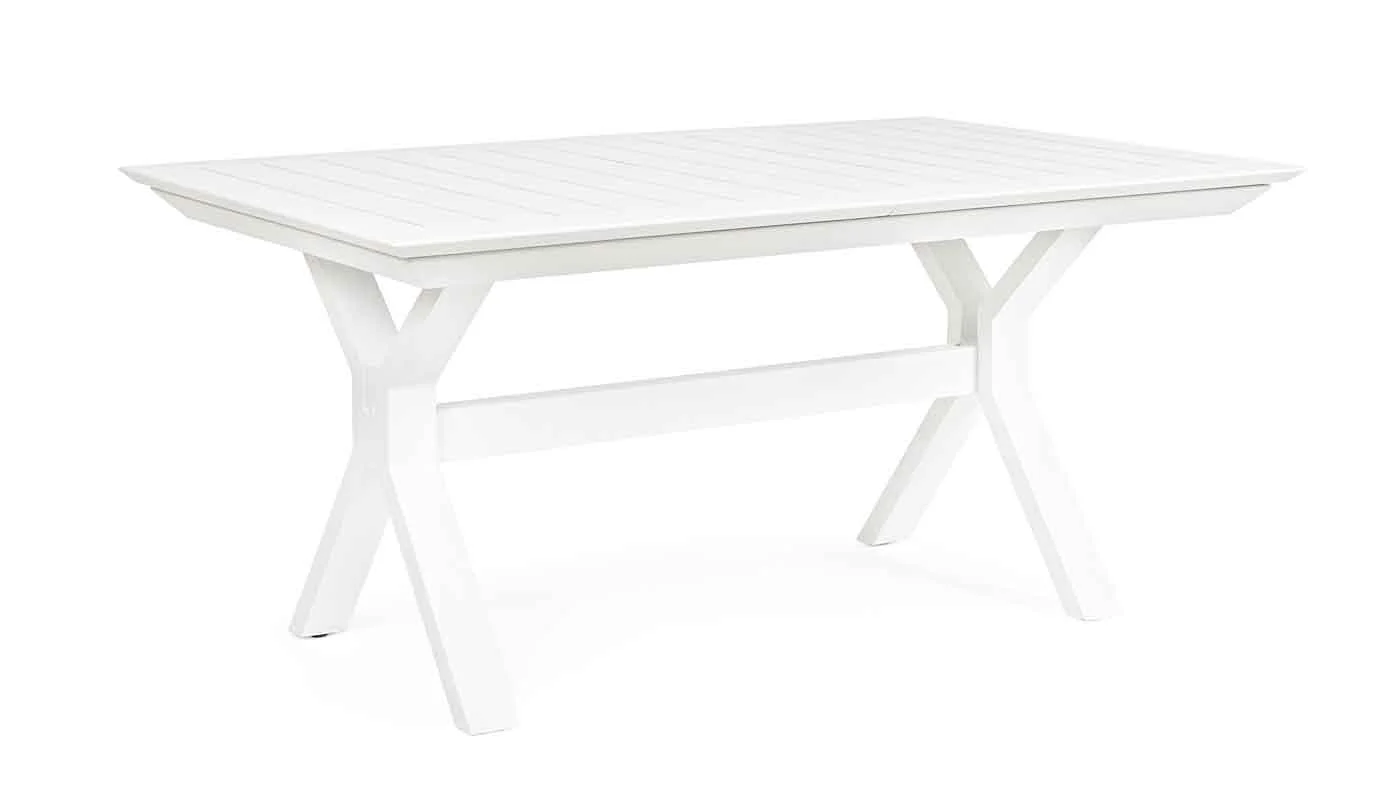Gartentisch Kenyon aus Aluminium, modern ausziehbar, weiß, für 8-10 Personen, 180-240x100 cm