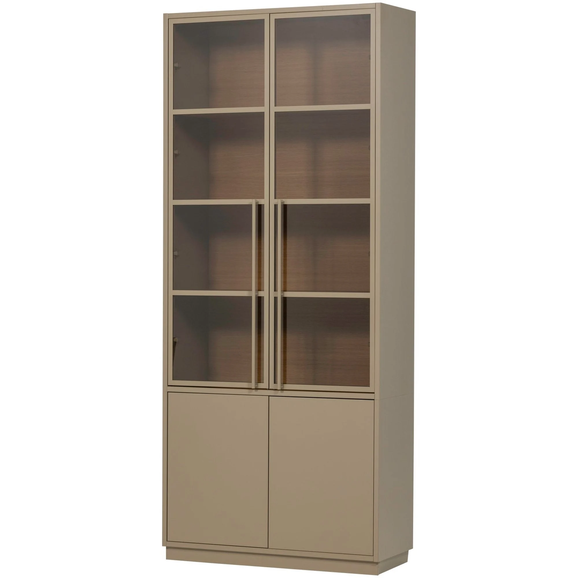 Vitrine Casa Kiefer FSC-zertifiziert, modernes Loft Design, braun, Glastüren, 236x101x40 cm