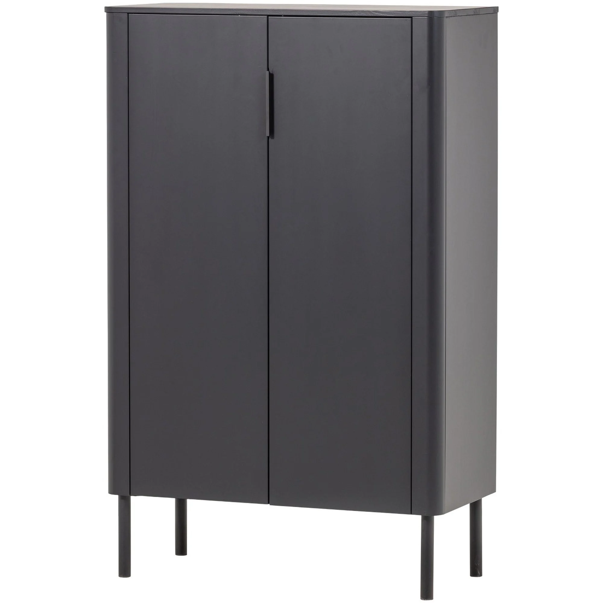 Schrank Gunnar Kiefer FSC-zertifiziert, modern mit 2 Türen, mattschwarz, 135 x 85 x 39 cm