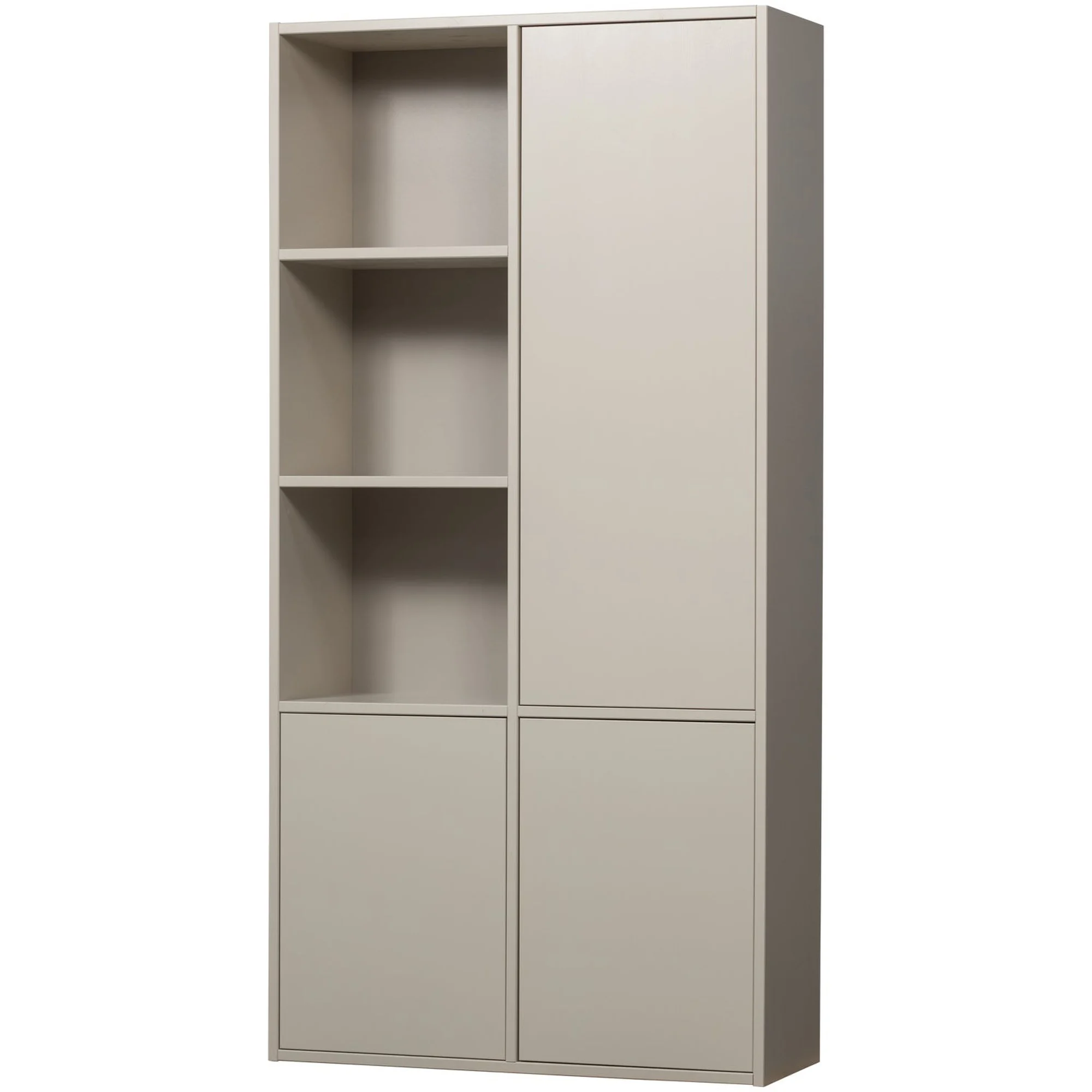 Schrank Meggy aus FSC-Kiefer, modern mit Push-to-Open, hellgrau, 215 x 108 x 40 cm