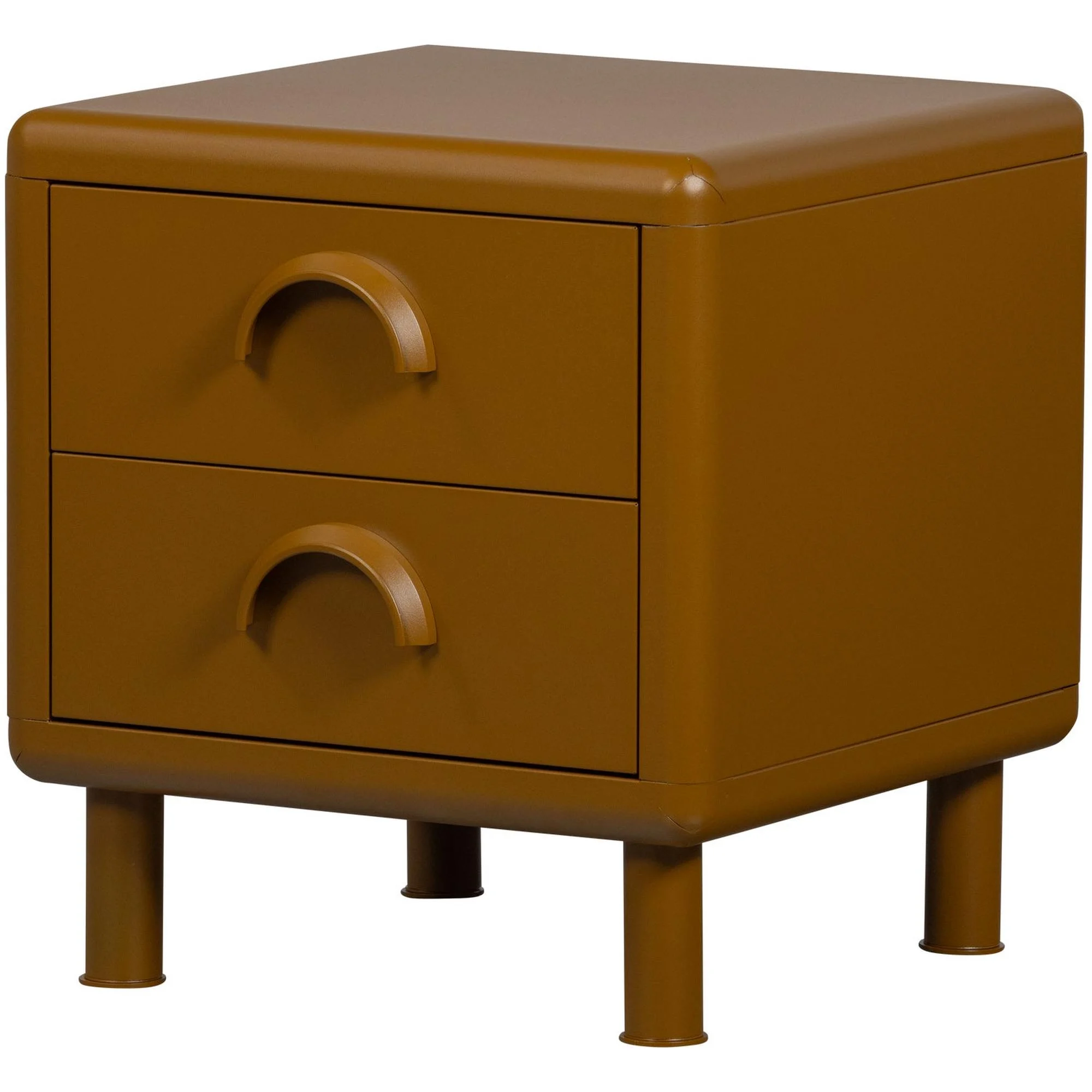 Nachttisch Rune Metall, Retro Design mit 2 Schubladen, honiggelb, 45 x 42 x 42 cm - Woood