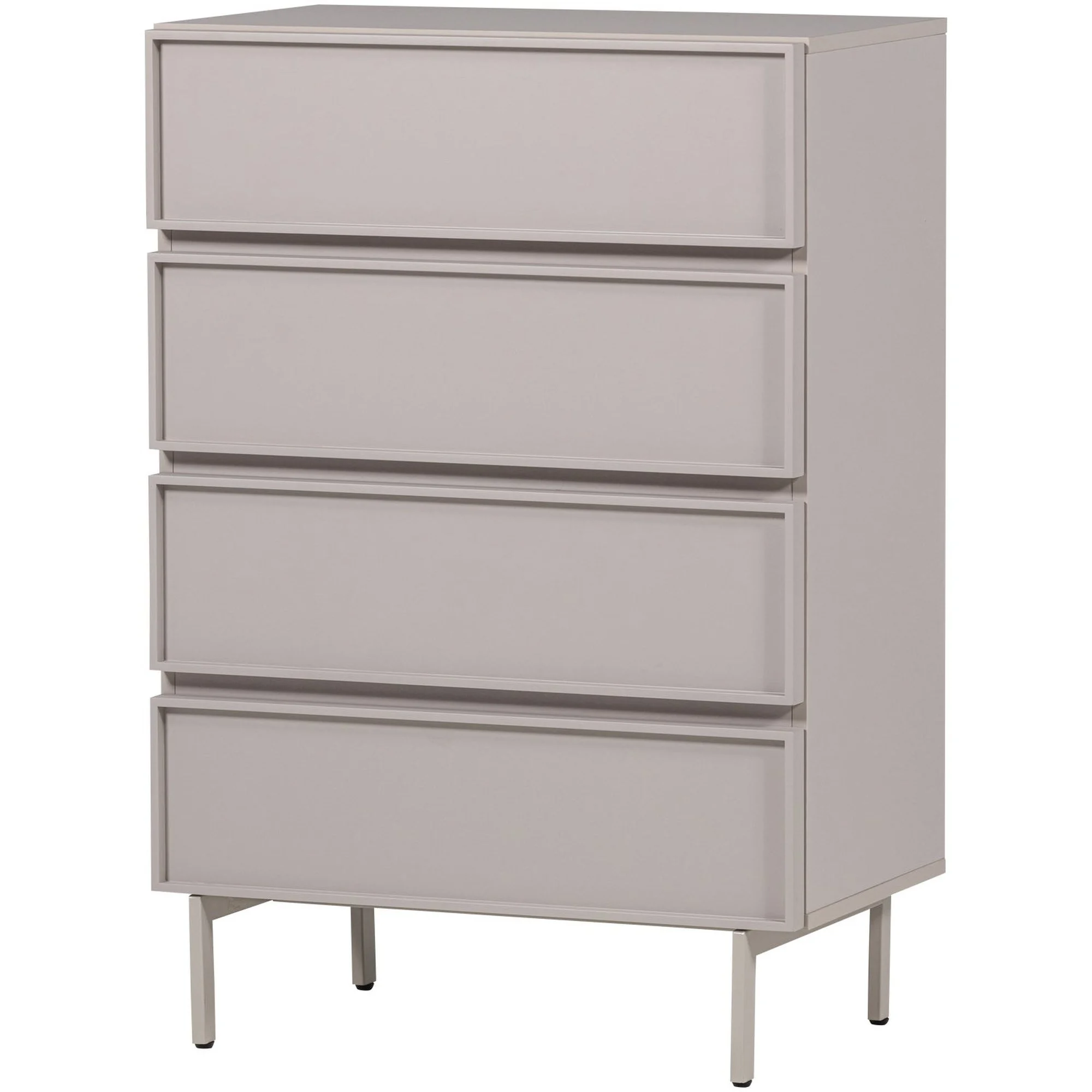 Kommode Tours aus MDF und Metall, modern und geräumig, Sand, 4 Schubladen, 102 x 70 x 42 cm - Woood
