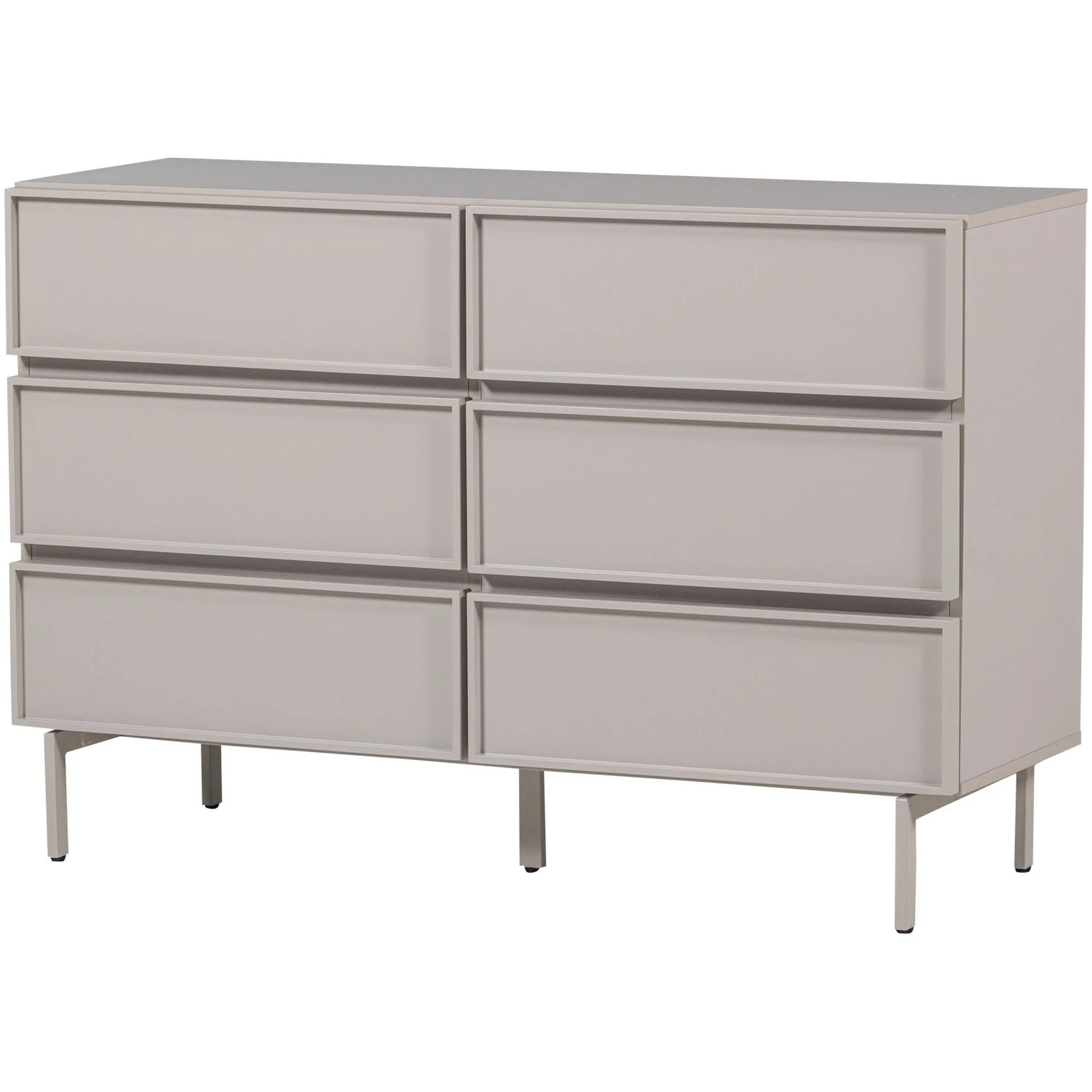 Kommode Tours aus Metall und MDF, modern mit 6 Schubladen, sandfarben, viel Stauraum, 120 x 42 x 80 cm - Woood