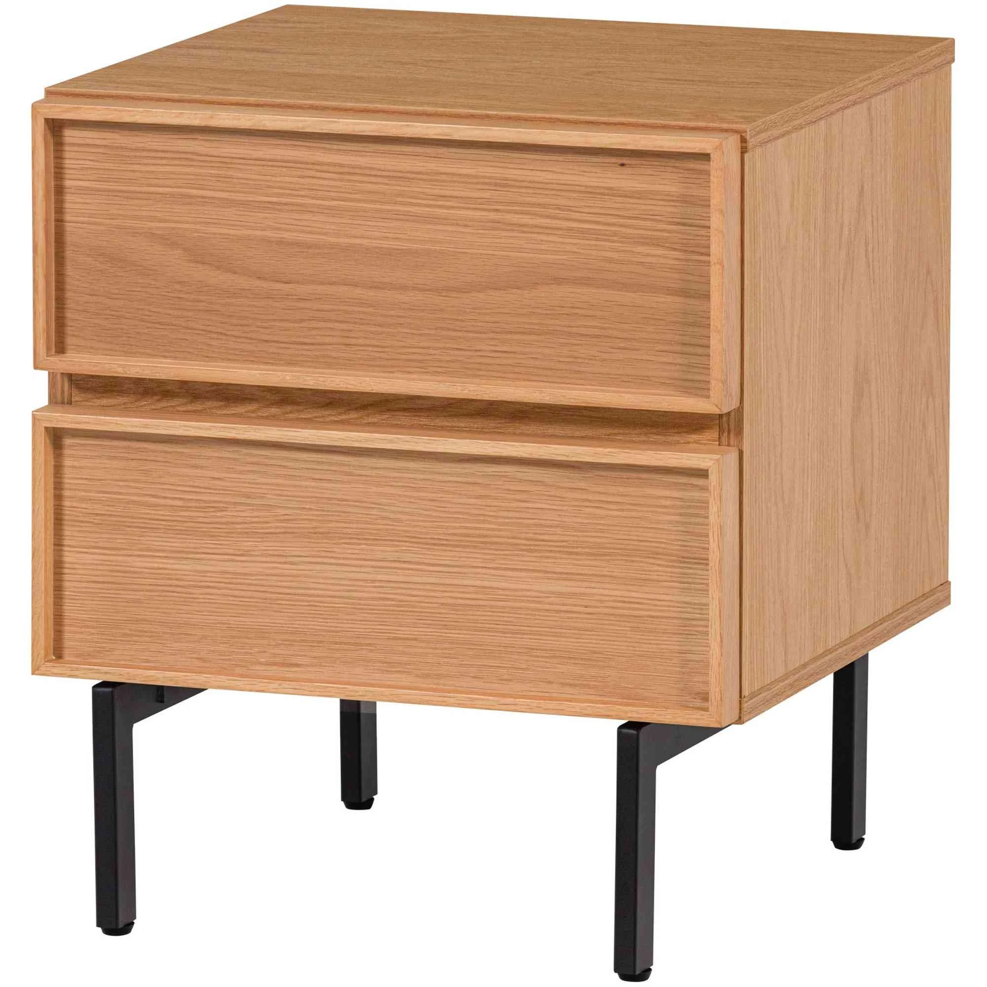 Nachttisch Tours Melamin/MDF, modern mit 2 Schubladen, natur, viel Stauraum für Dein Schlafzimmer - Woood