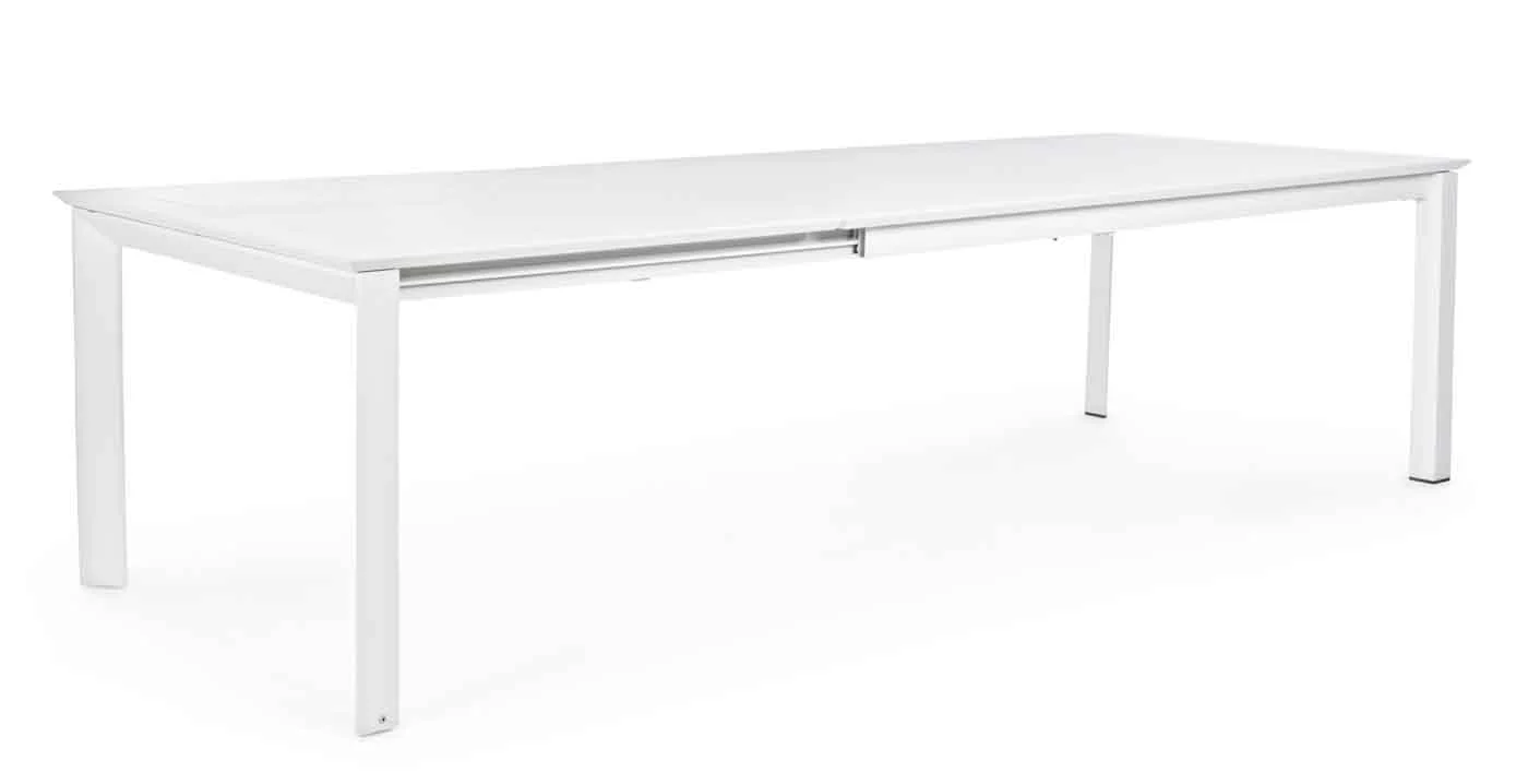 Gartentisch Konnor aus Aluminium, modern und ausziehbar, weiß, für 8–10 Personen - Bizzotto