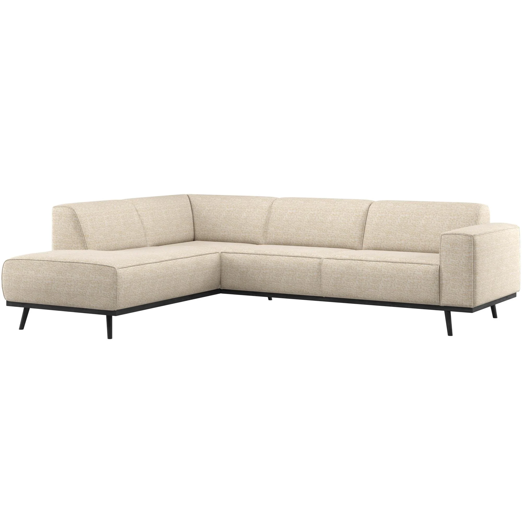 Ecksofa Statement, Melange-Stoff mit abgerundetem Design, modern, beige, links, hoher Sitzkomfort