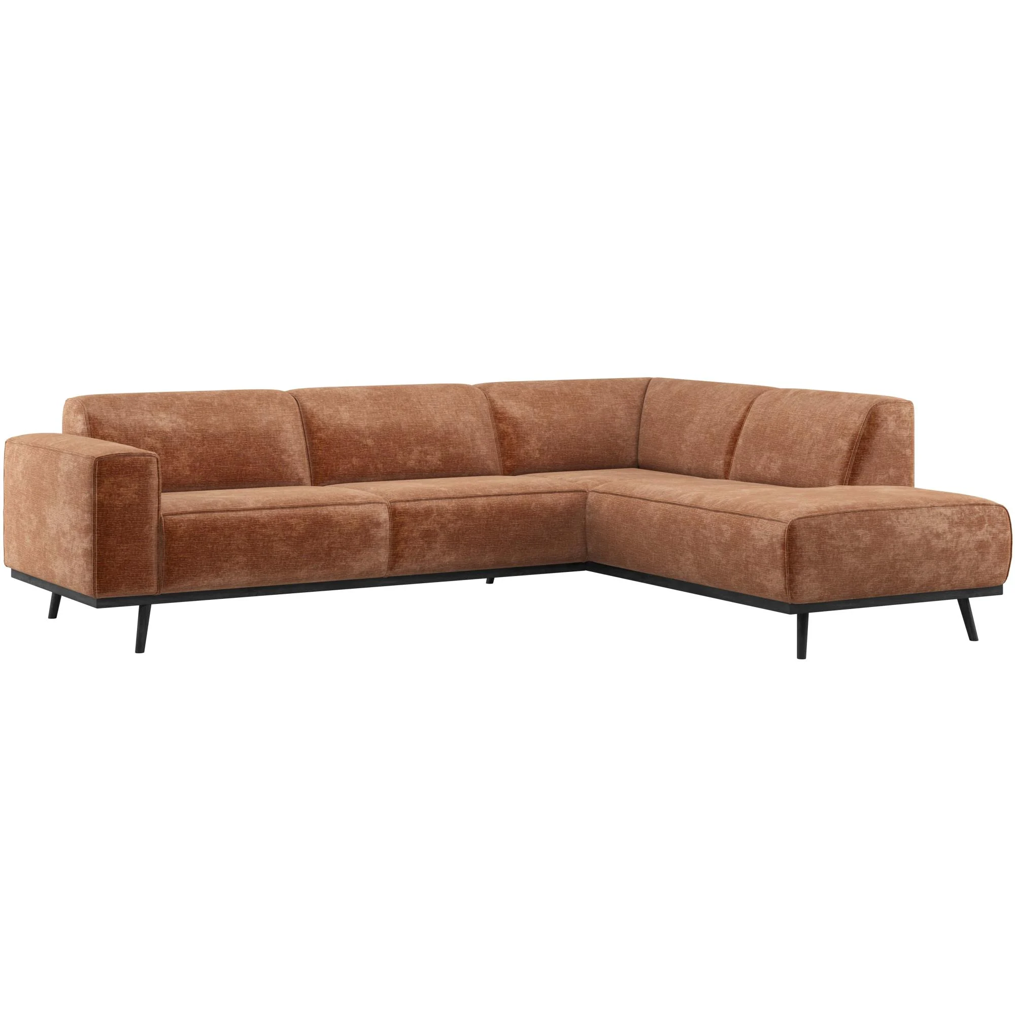 Ecksofa Statement aus Chenille-Samt, modern und komfortabel, terra, rechte Ausführung