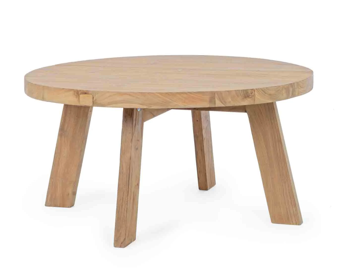 Beistelltisch Bolivar aus recyceltem Teakholz, rund, skandinavischer Stil, natur, Ø 80 cm - Bizzotto