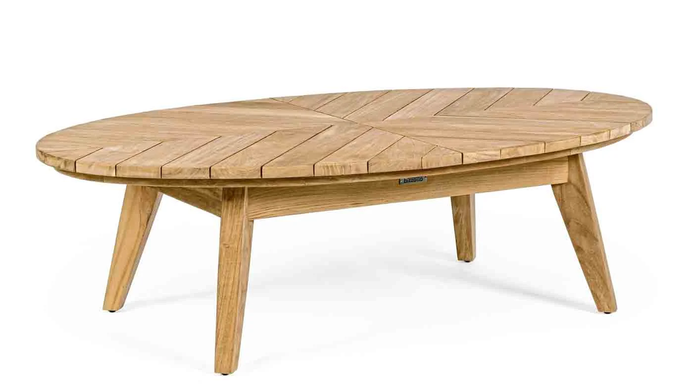 Couchtisch Coachella aus Teakholz, oval, klassisch skandinavisch, natur, für Outdoor - Bizzotto