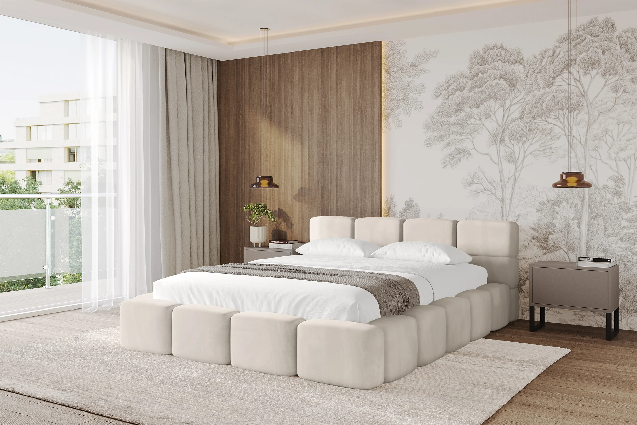 Polsterbett NATA-v1 Beige - Casablanca 2301 120x200 cm