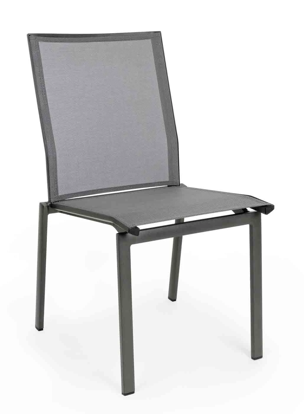Gartenstuhl Cruise Aluminium stapelbar, modern und ohne Armlehne, anthrazit, ideal für Outdoor - Bizzotto